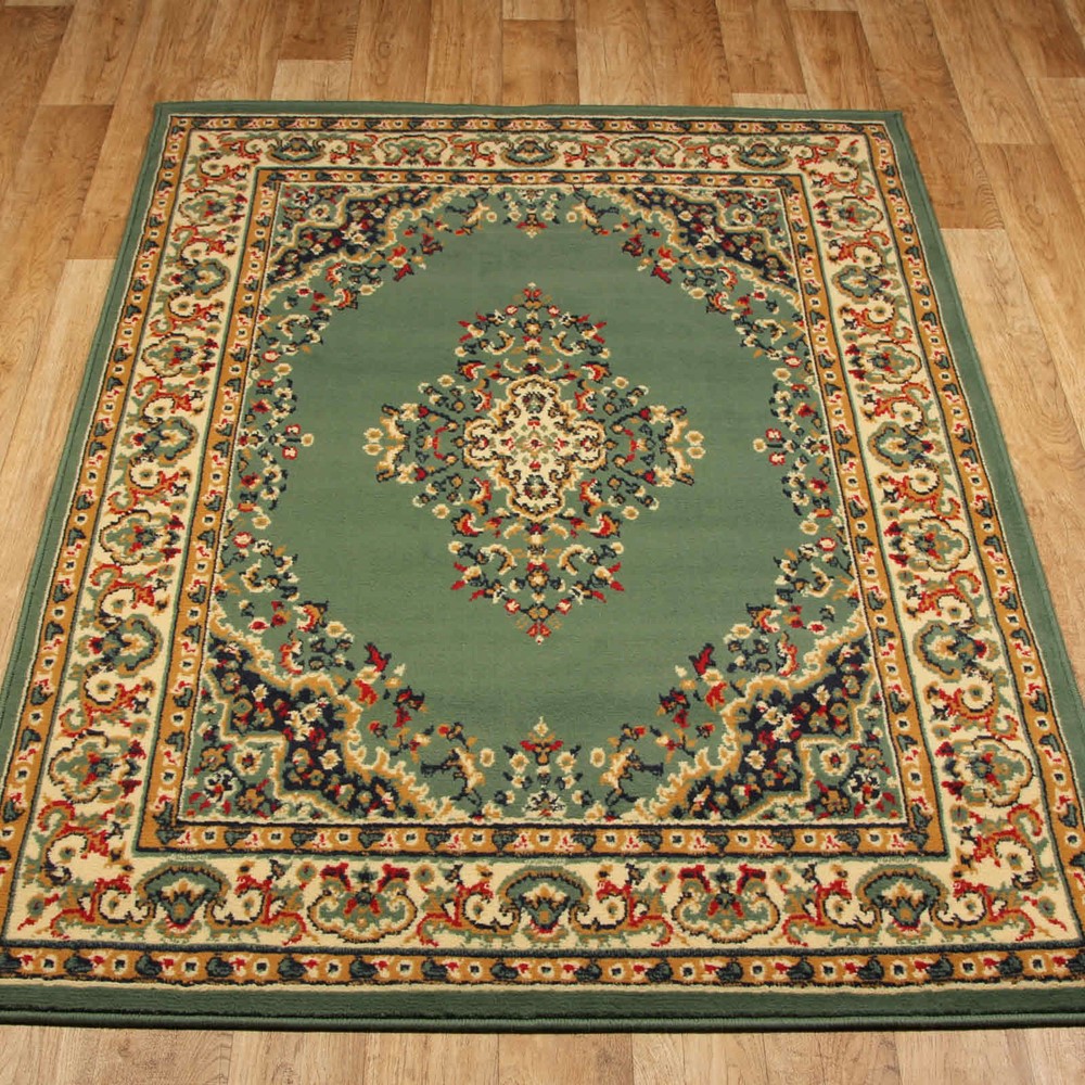 Keshan Rugs 112 G Green Aubusson buy online from the rug seller uk