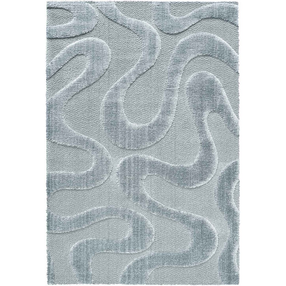 Cleo 13007 5171 Carved Shaggy Textured Rugs in Blue