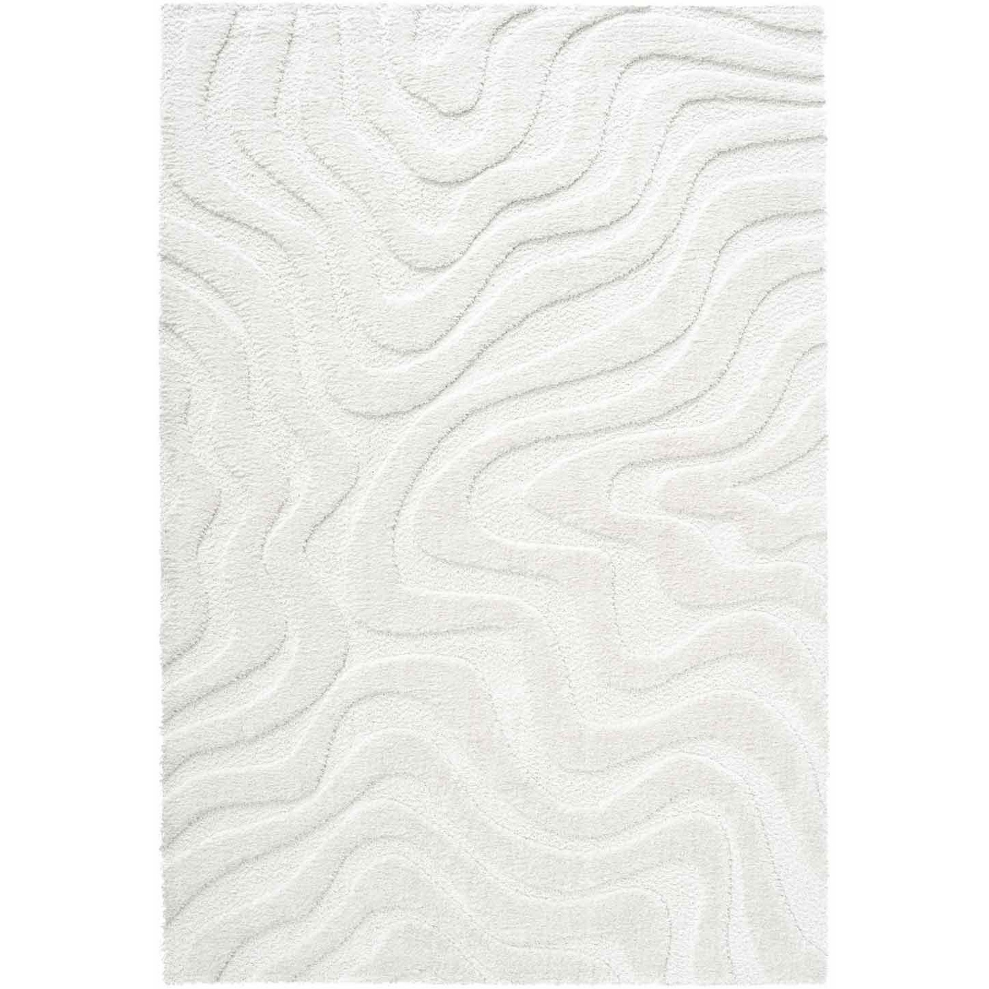 Cleo 13020 6191 Carved Shaggy Textured Rugs In Cream White