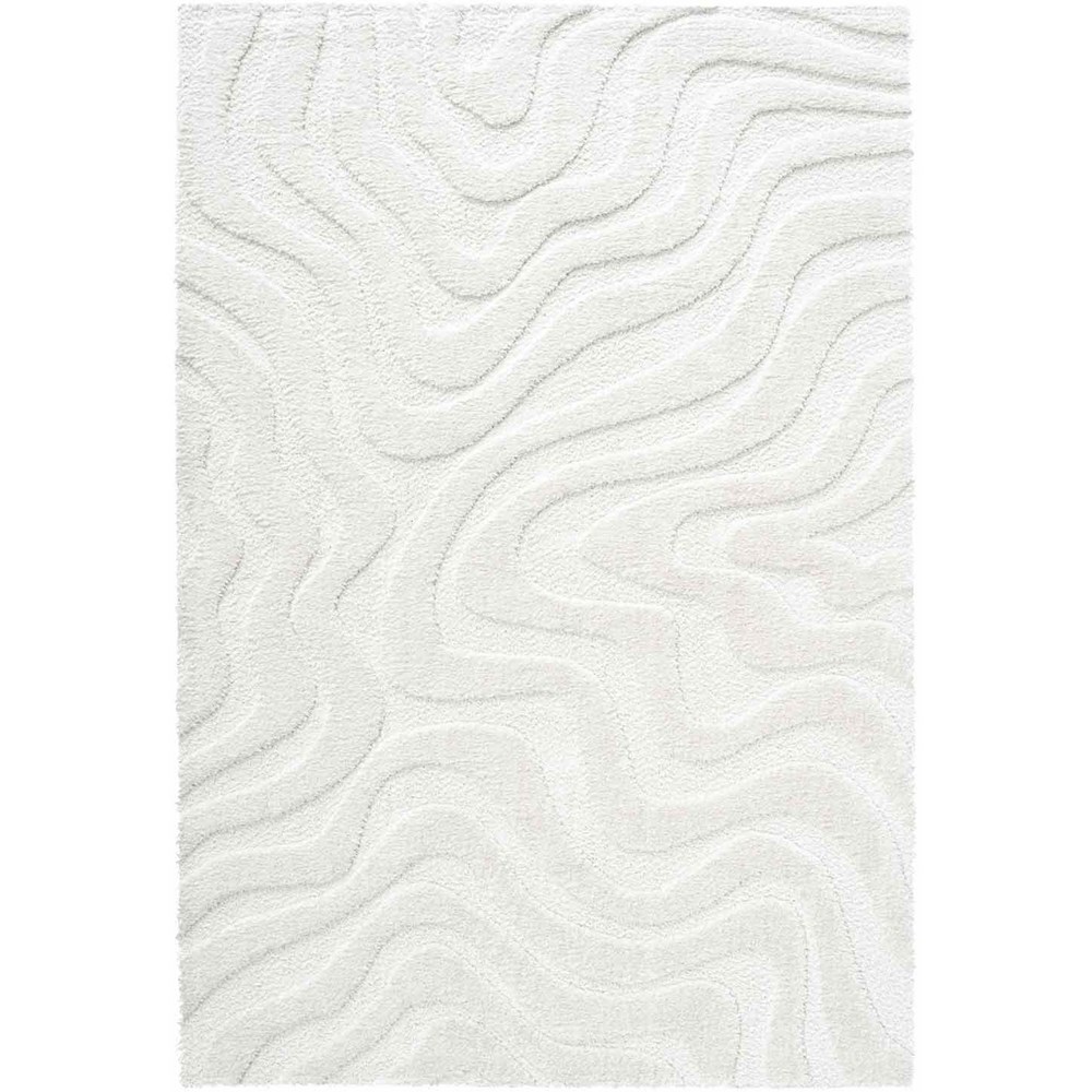 Cleo 13020 6191 Carved Shaggy Textured Rugs in Cream White