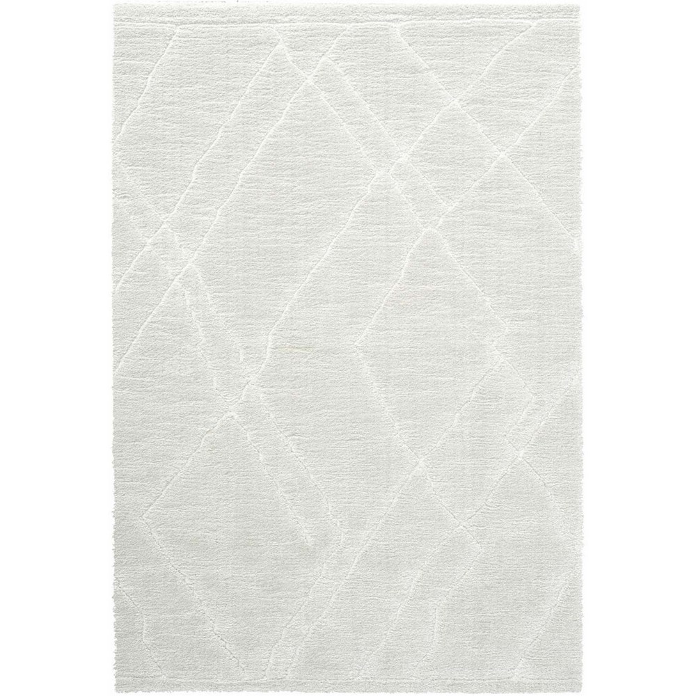 Dune 14005 6292 Carved Textured Shaggy Rug in Cream White