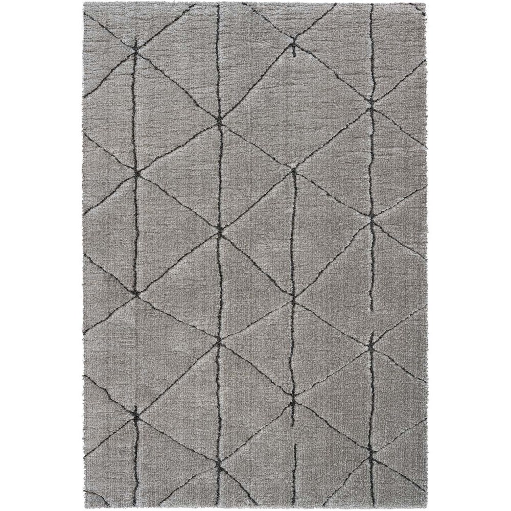 Dune 14054 2131 Carved Textured Shaggy Rug in Grey