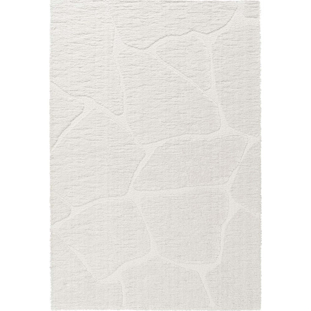 Dune 14067 6191 Carved Textured Shaggy Rug in Cream White