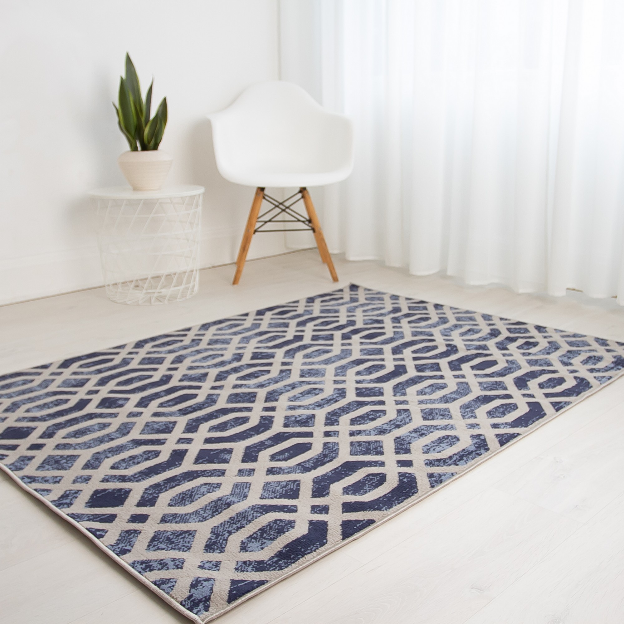 Balletto 18fa Modern Trellis Rugs In Blue