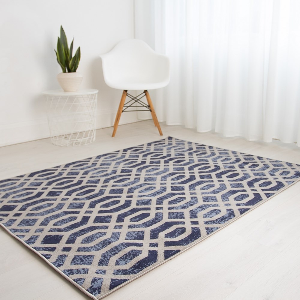 Balletto 18FA Modern Trellis Rugs in Blue