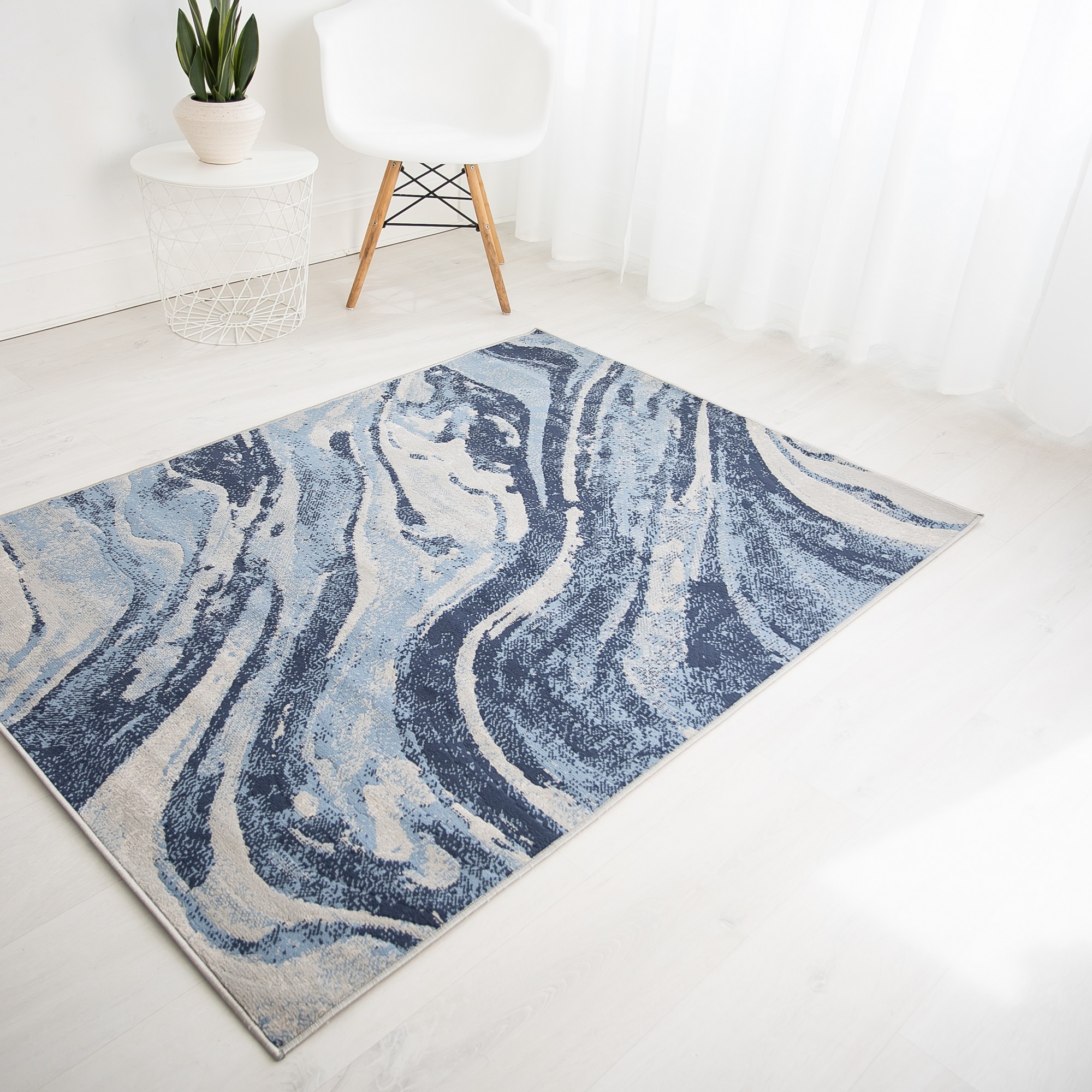 Balletto 21ea Modern Marble Rugs In Blue