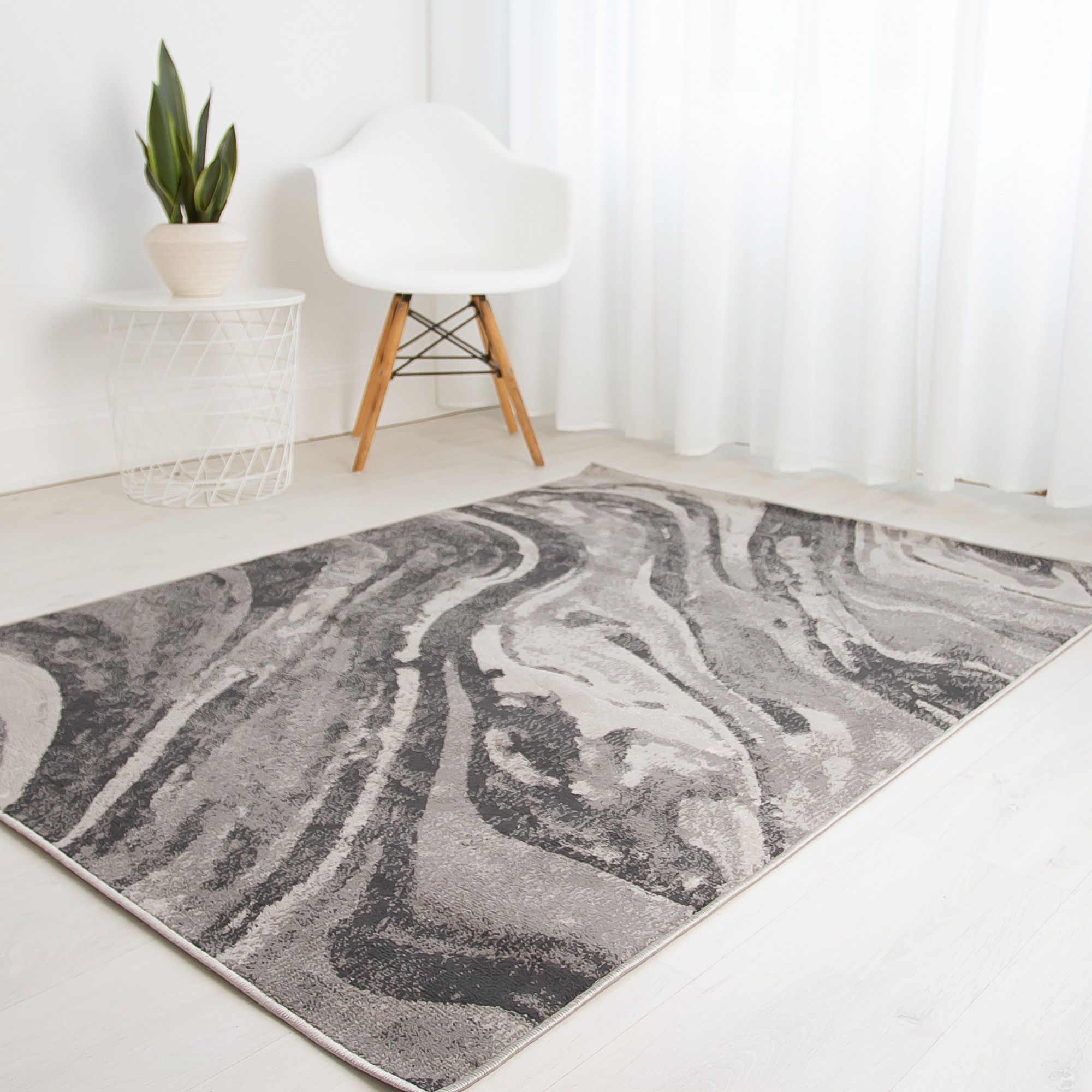 Balletto 21ea Modern Marble Rugs In Grey Anthra