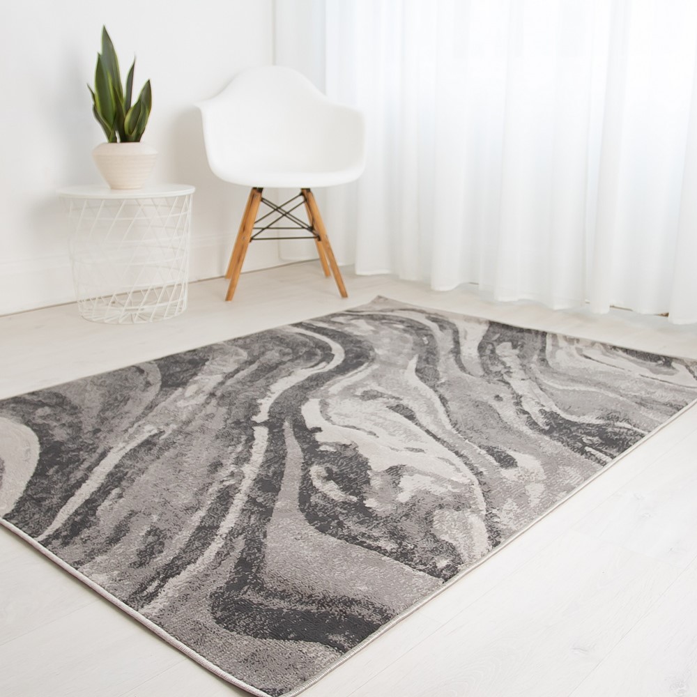 Balletto 21EA Modern Marble Rugs in Grey Anthra