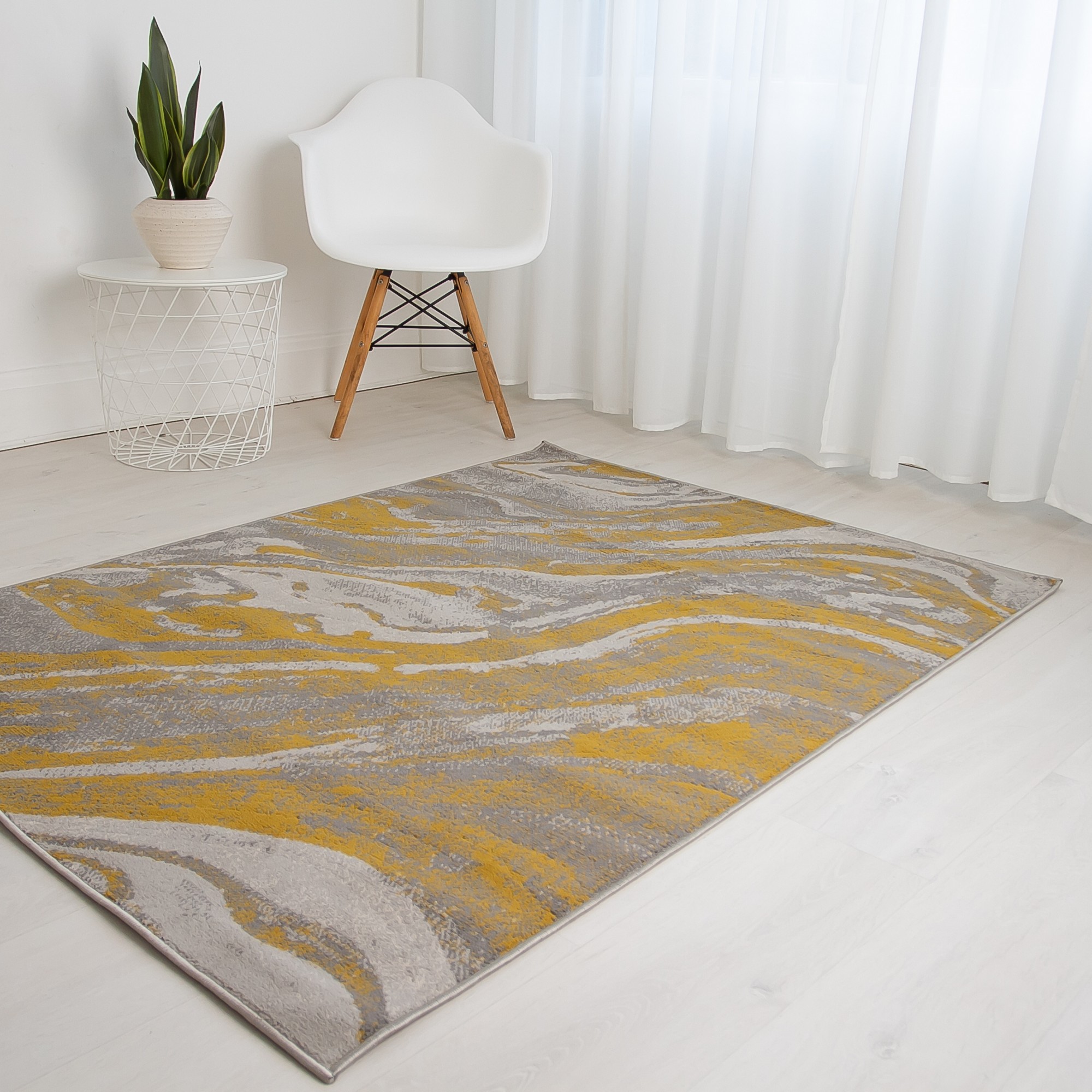 Balletto 21ea Modern Marble Rugs In Ochre Grey