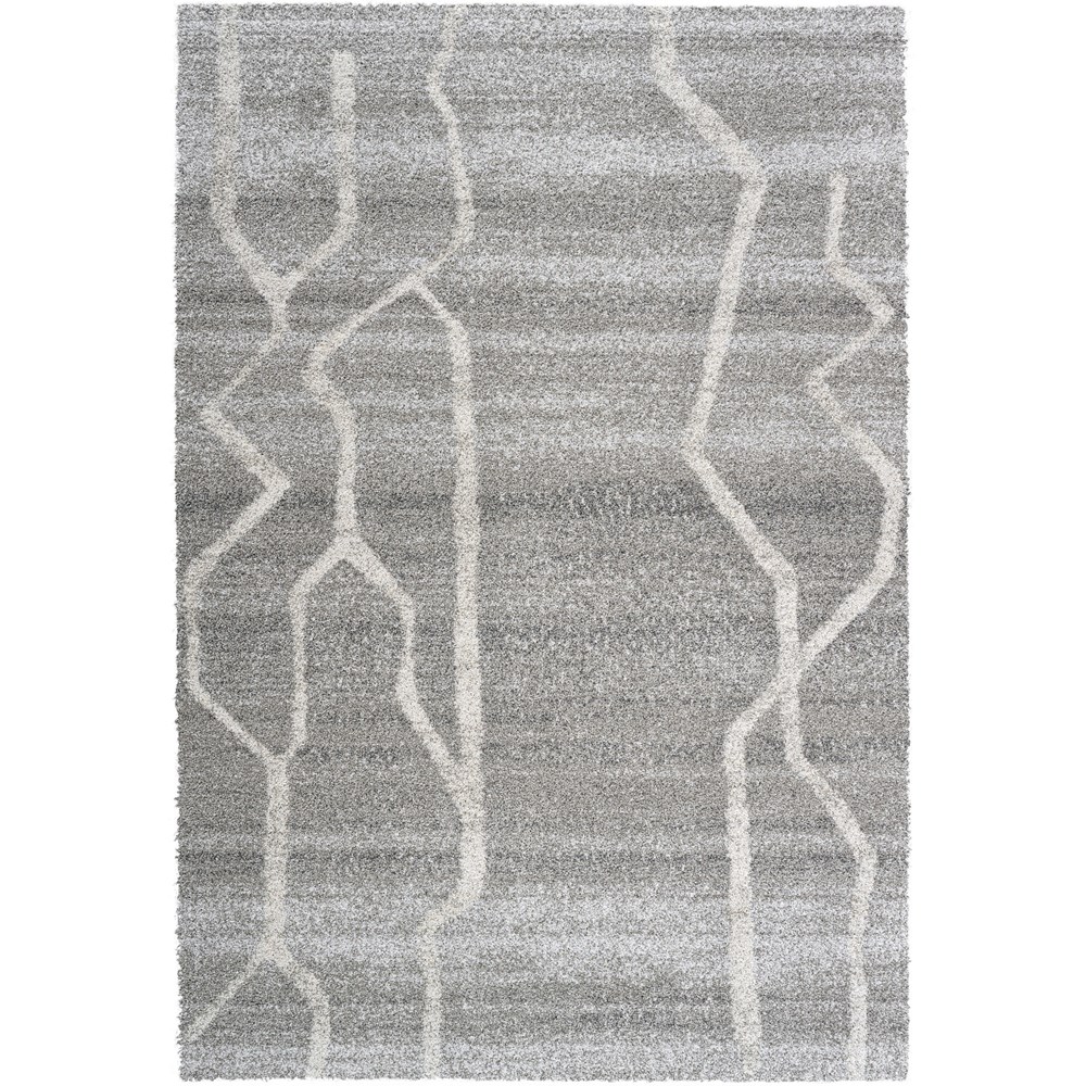 Mehari 23411 5262 Abstract Shaggy Wilton Rugs in Light Grey