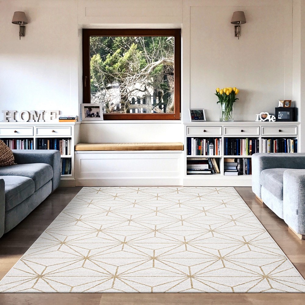 Liberty Modern Geometric Abstract Rugs 34024 6191 in Cream