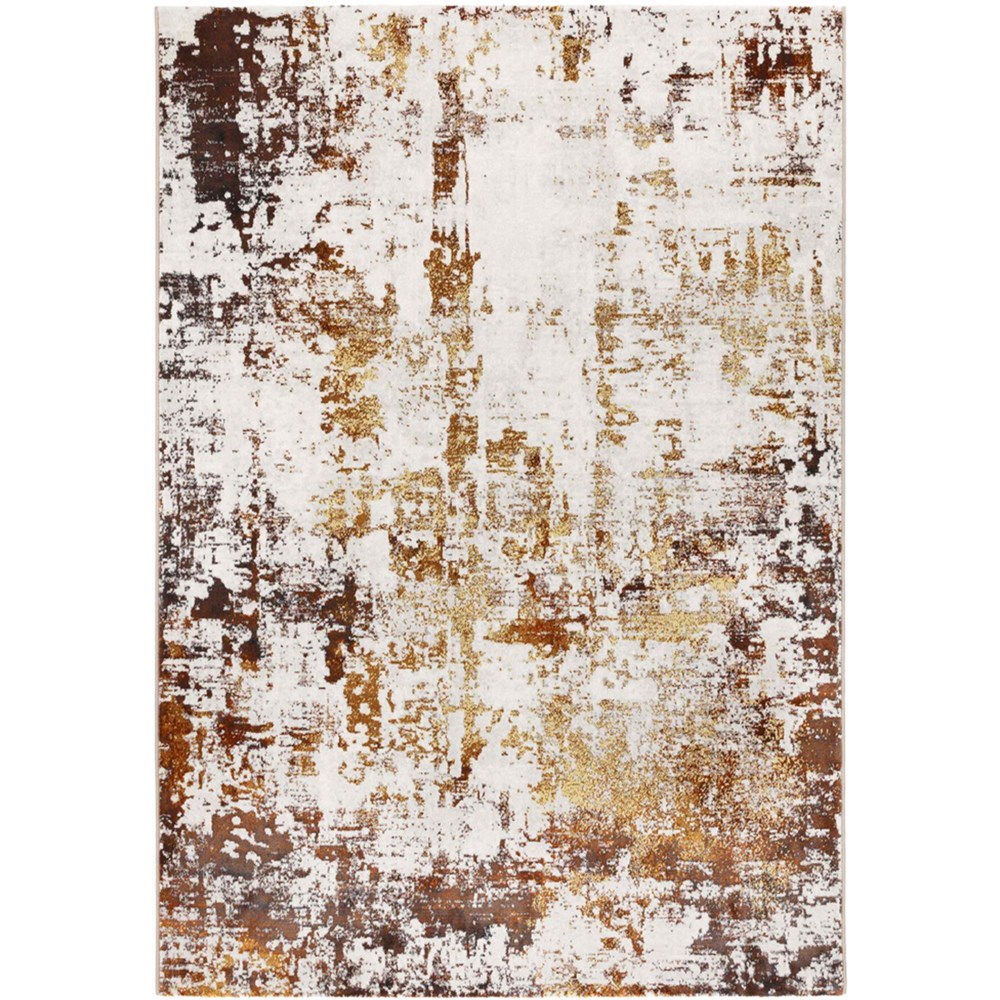 City Modern Distressed Block Rugs 41299 991 in Rust Brown