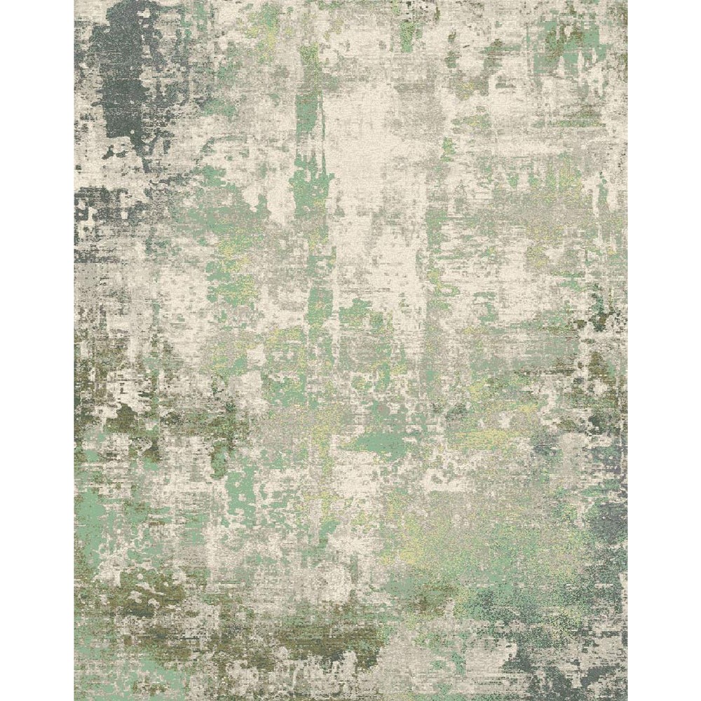 City Modern Distressed Block Rugs 41299 992 in Green