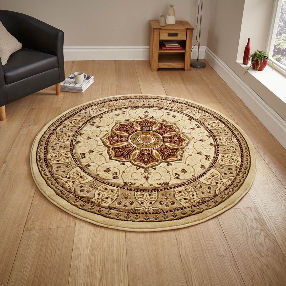 Heritage 4400 Circular Rugs in Cream Red buy online from the rug seller uk