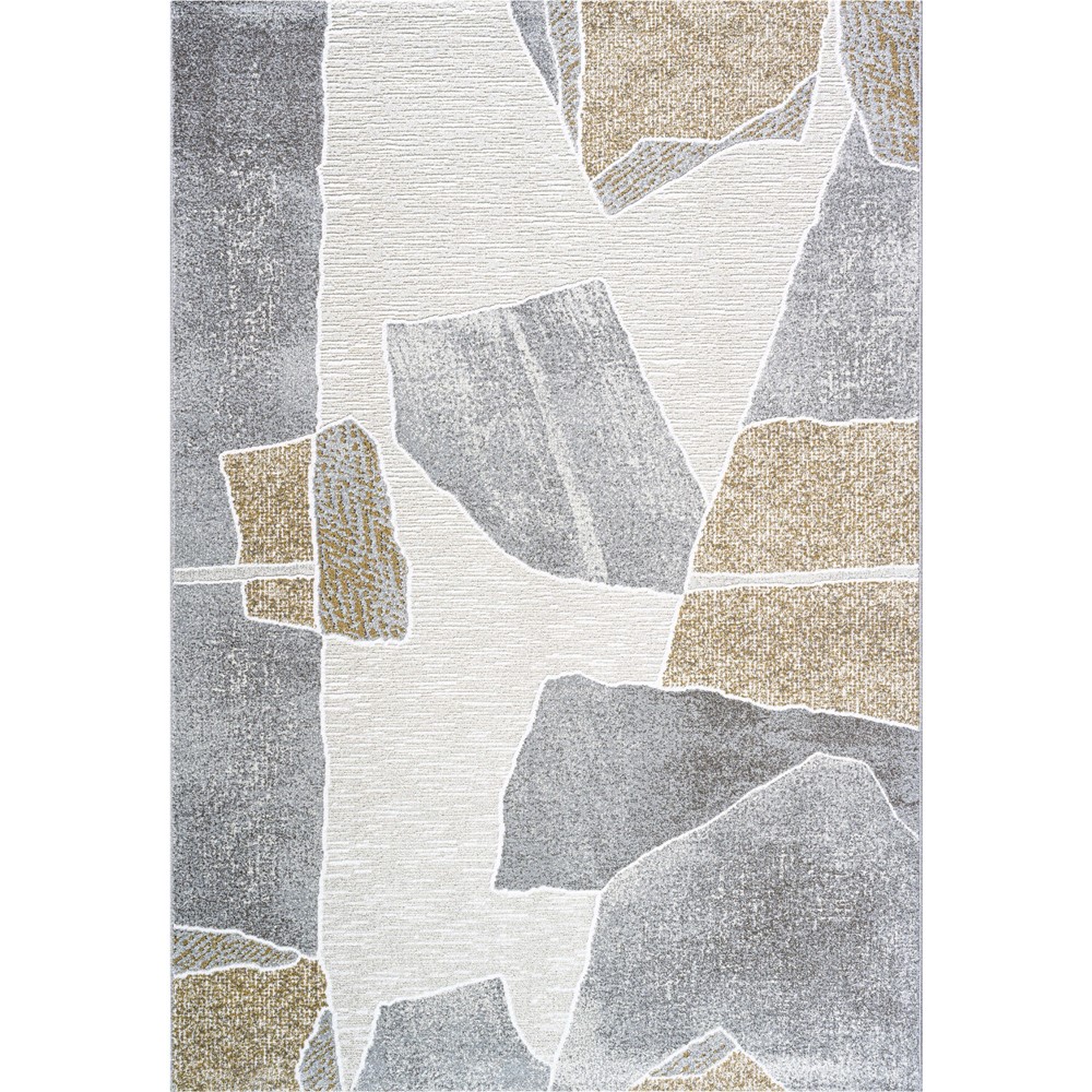 Milano 46038 6191 Abstract Modern Rug in Beige Grey