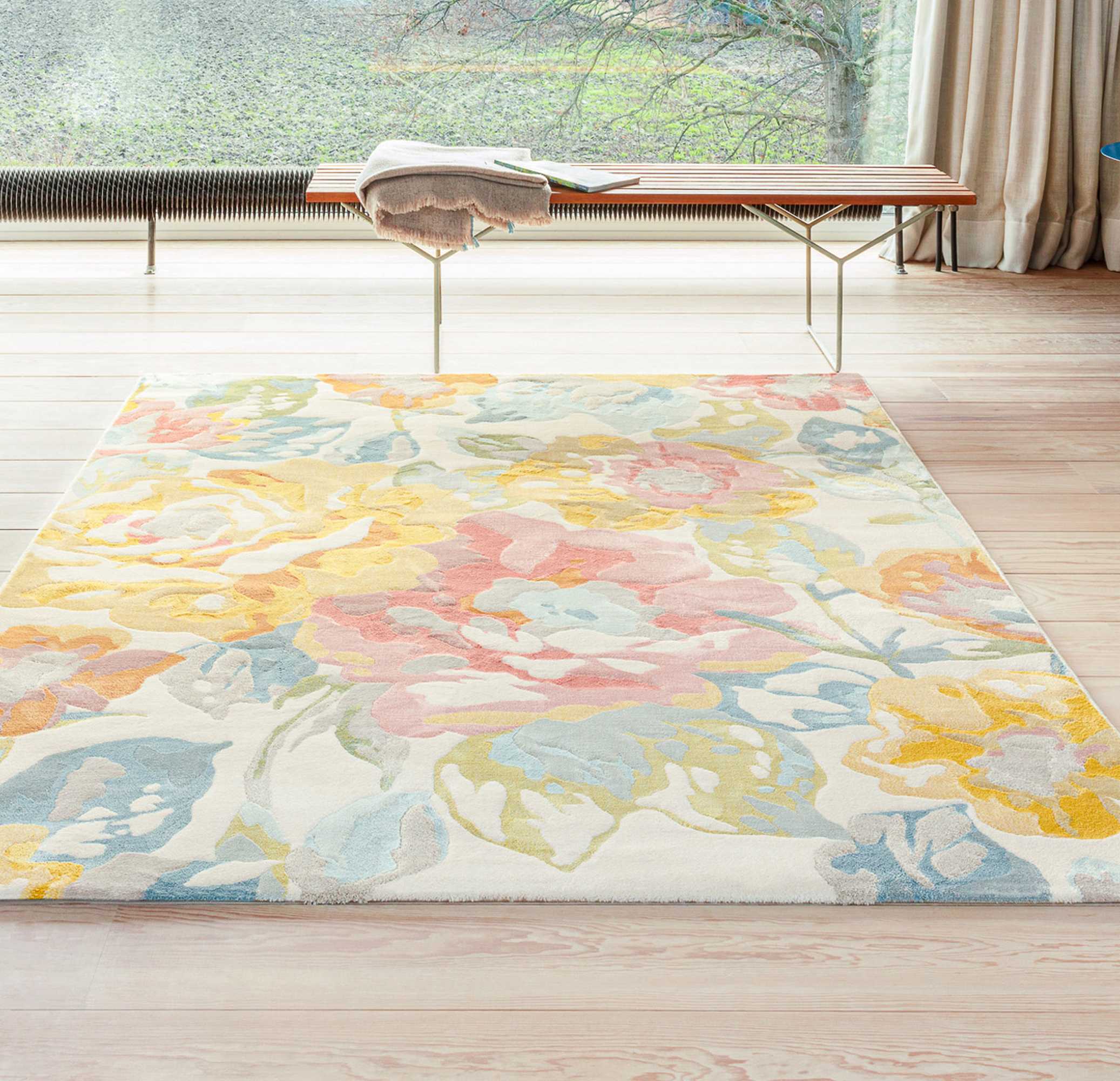 City Modern Floral Rugs 466118 AK990 in Multicolour135x200cm (4’5