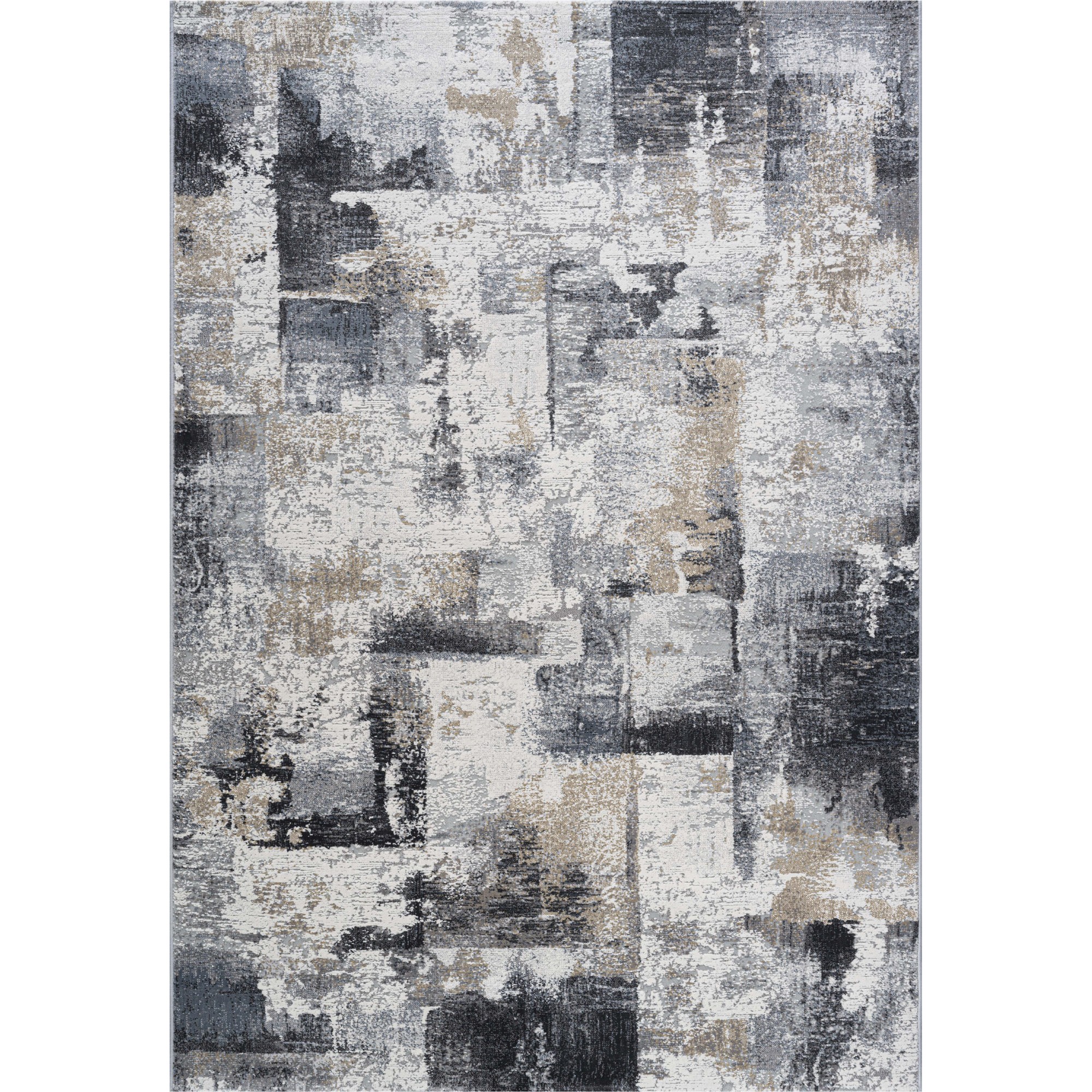 Canyon Abstract Modern Rug 52069 6676 In Charcoal Grey