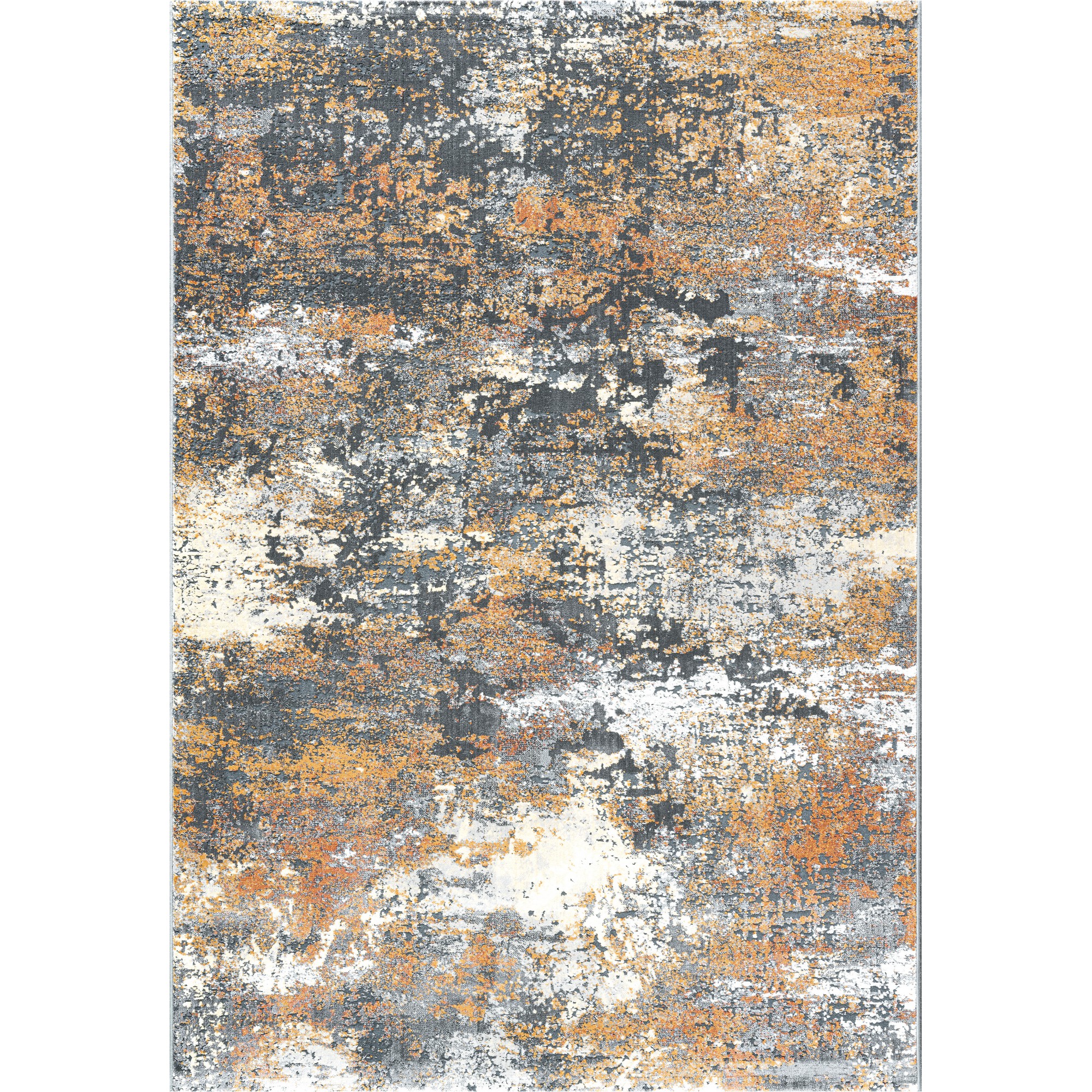 Canyon Abstract Modern Rug 52071 3888 In Charcoal Orange