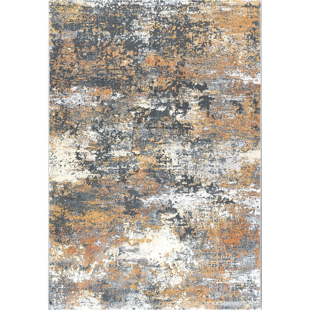 Canyon Abstract Modern Rug 52071 3888 in Charcoal Orange