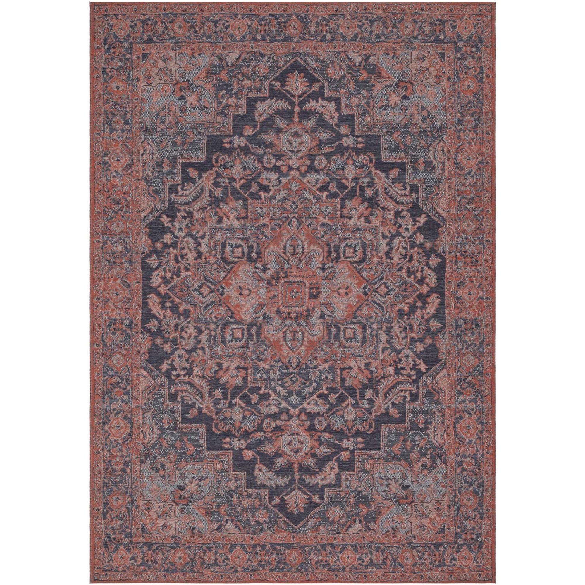 Ziba 52102 Nh500 Traditional Medallion Wool Rugs In Navy Red