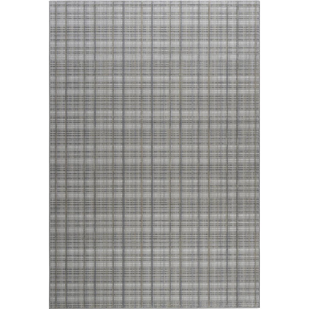 Oslo 59016 8575 Carved Textured Checked Rugs in Silver