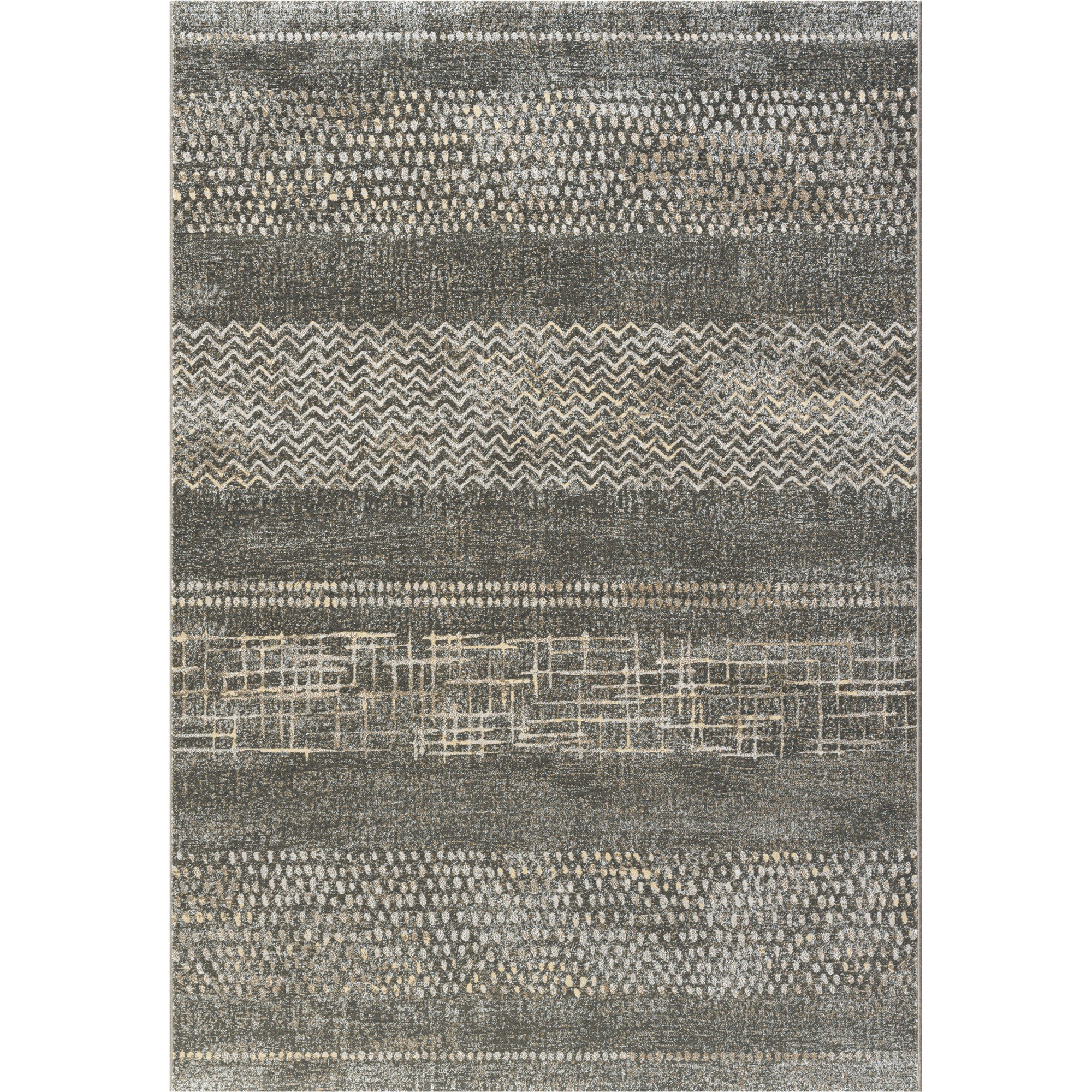 Galleria Modern Abstract Textured Rug 63857 3293 In Charcoal Grey