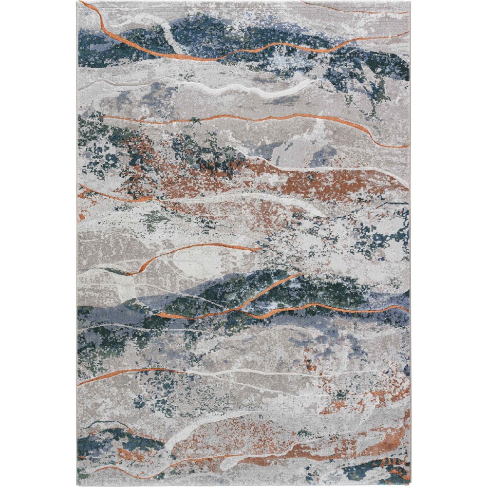 Quartz Modern Abstract Textured Rugs 83030 9262 in Grey Blue