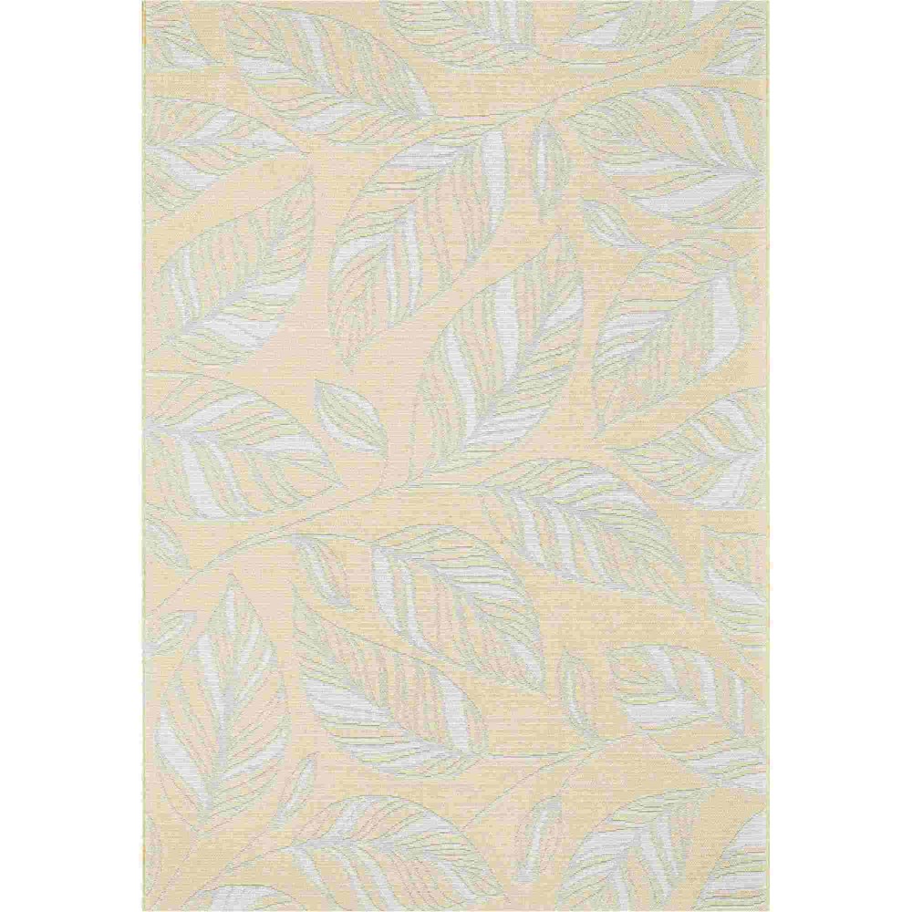 Newquay Leaf Flatweave Outdoor Rugs 96014 2007 Gold