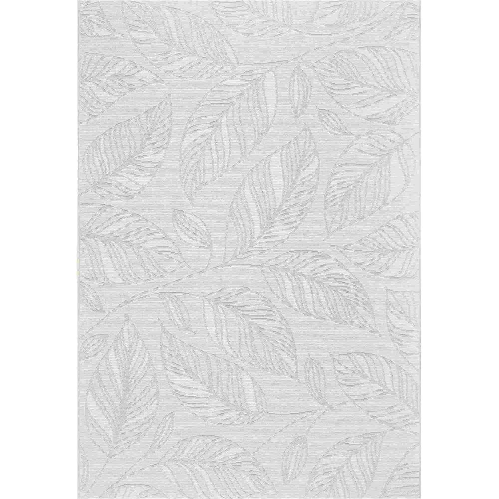 Newquay Leaf Flatweave Outdoor Rugs 96014 3011 Grey