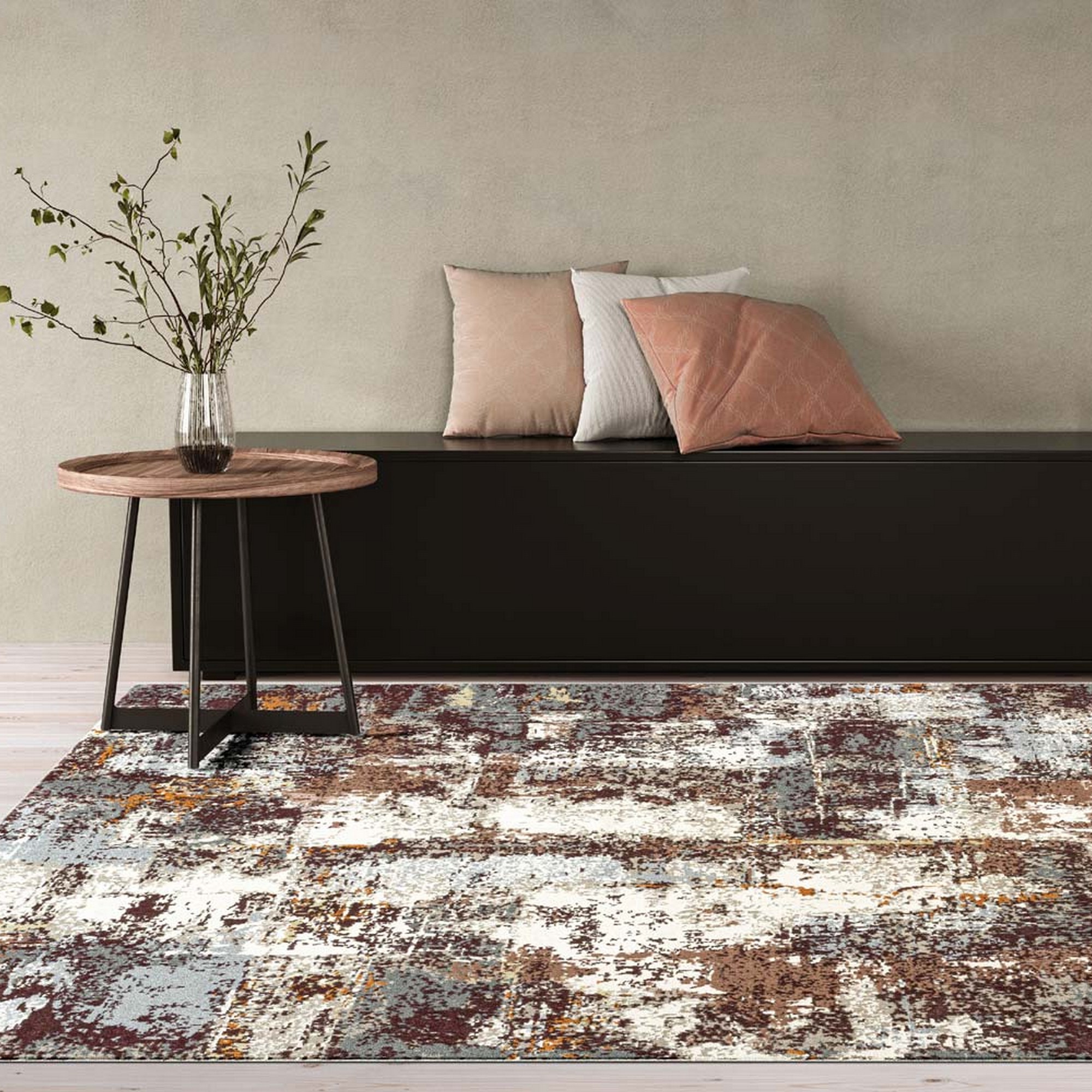 Paprika 97802 7161 Modern Abstract Distressed Rugs In Rust Brown