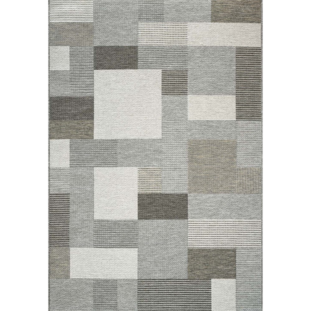 Brighton Geometric Flatweave Indoor Outdoor Rugs 98064 3073 in Grey