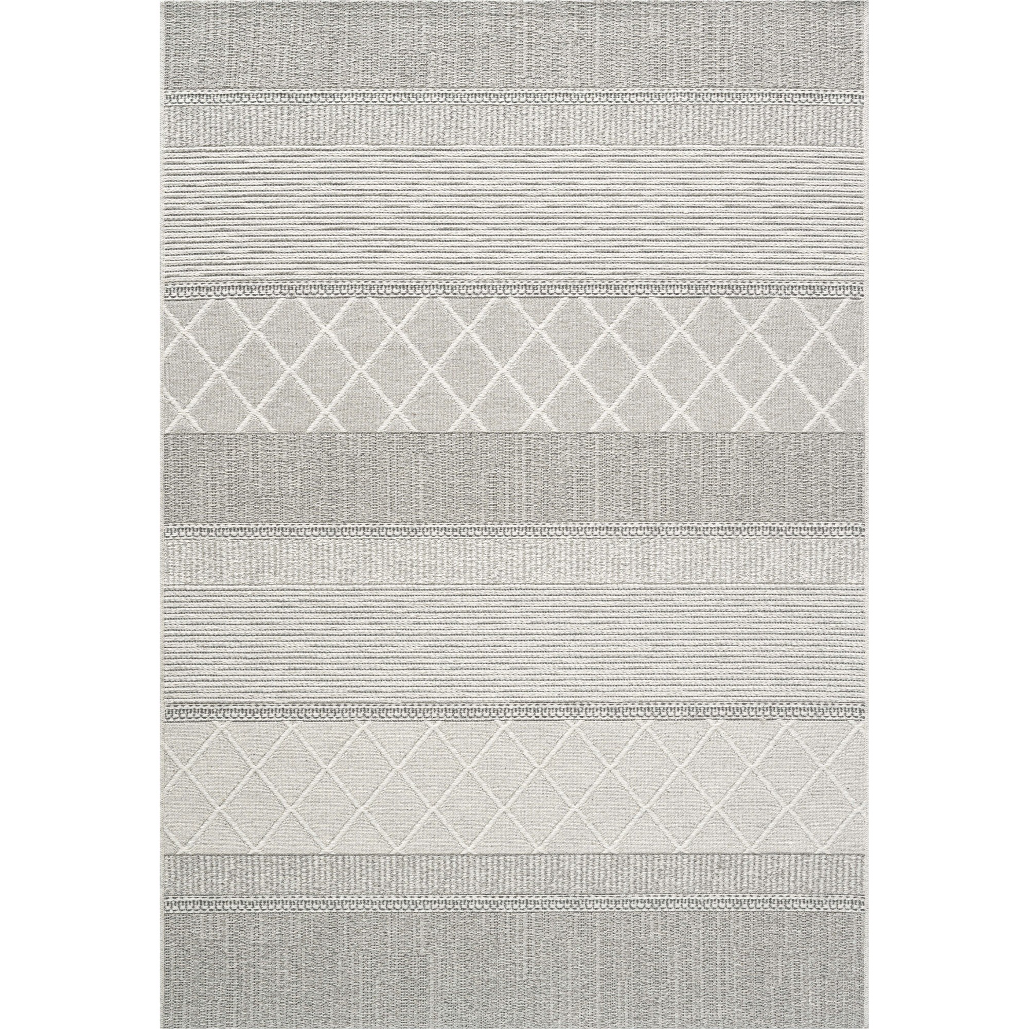 High Line 99052 3037 Stripe Geometric Wool Flatweave Rug In Grey