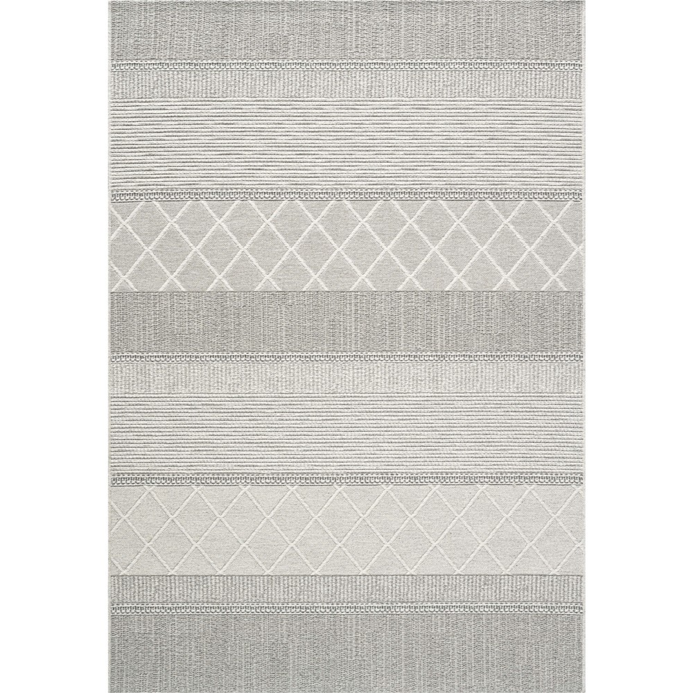 High Line 99052 3037 Stripe Geometric Wool Flatweave Rug in Grey