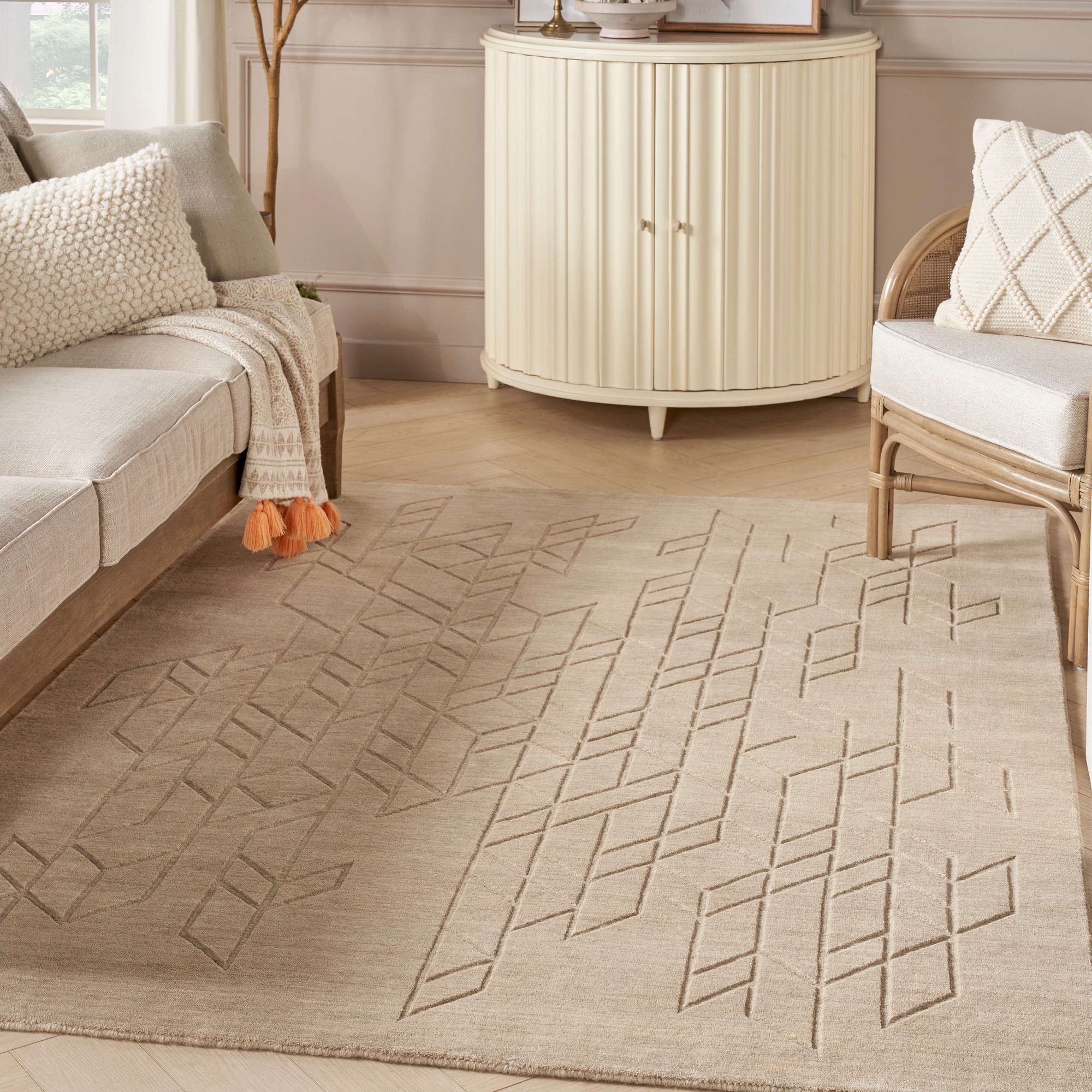 Alessia Ale01 Geometric Wool Rugs By Nourison In Beige