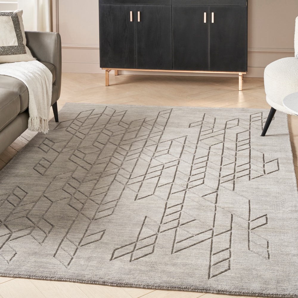 Alessia ALE01 Geometric Wool Rugs by Nourison in Grey