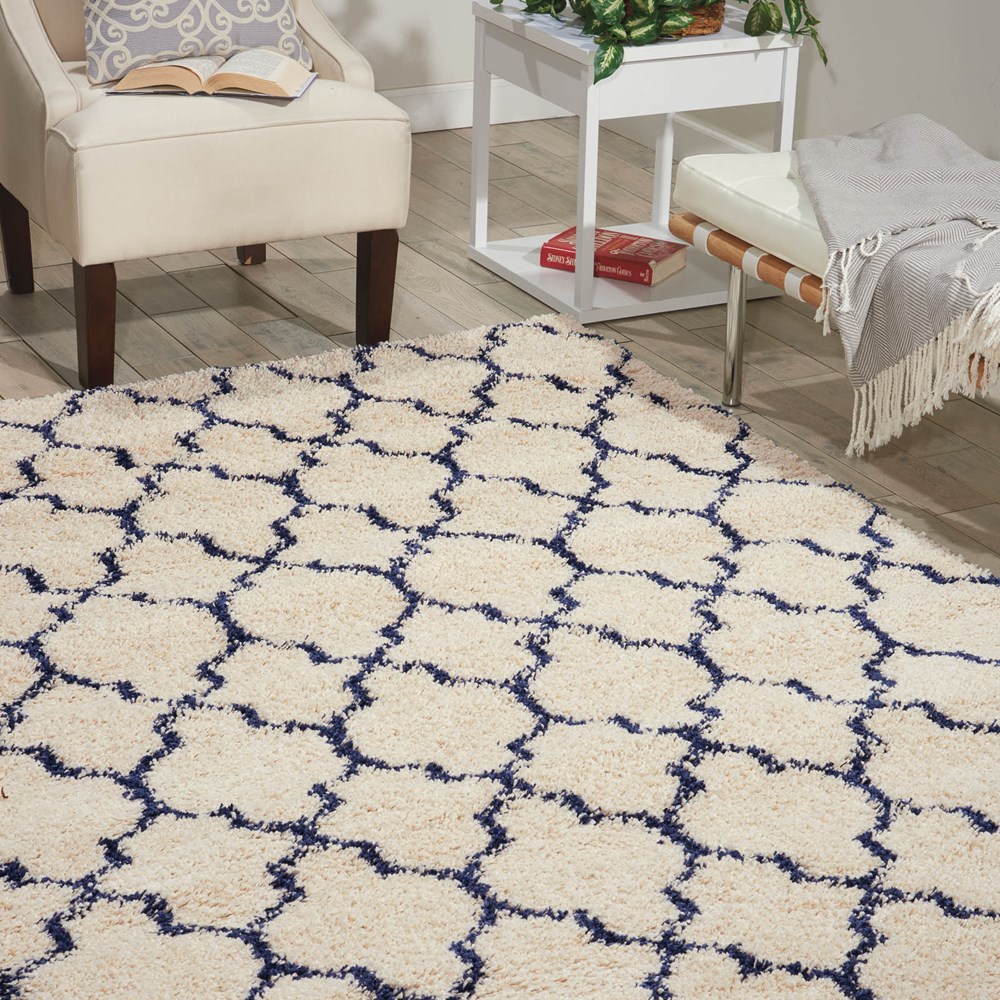 Nourison Amore AMOR2 Shaggy Rugs in Ivory Blue