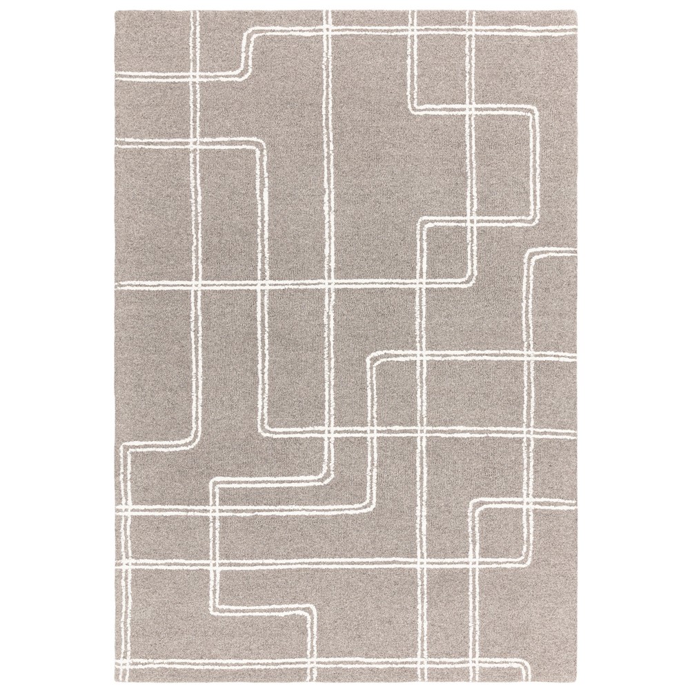 Ada Modern Boho Geometric Wool Rugs in Grey