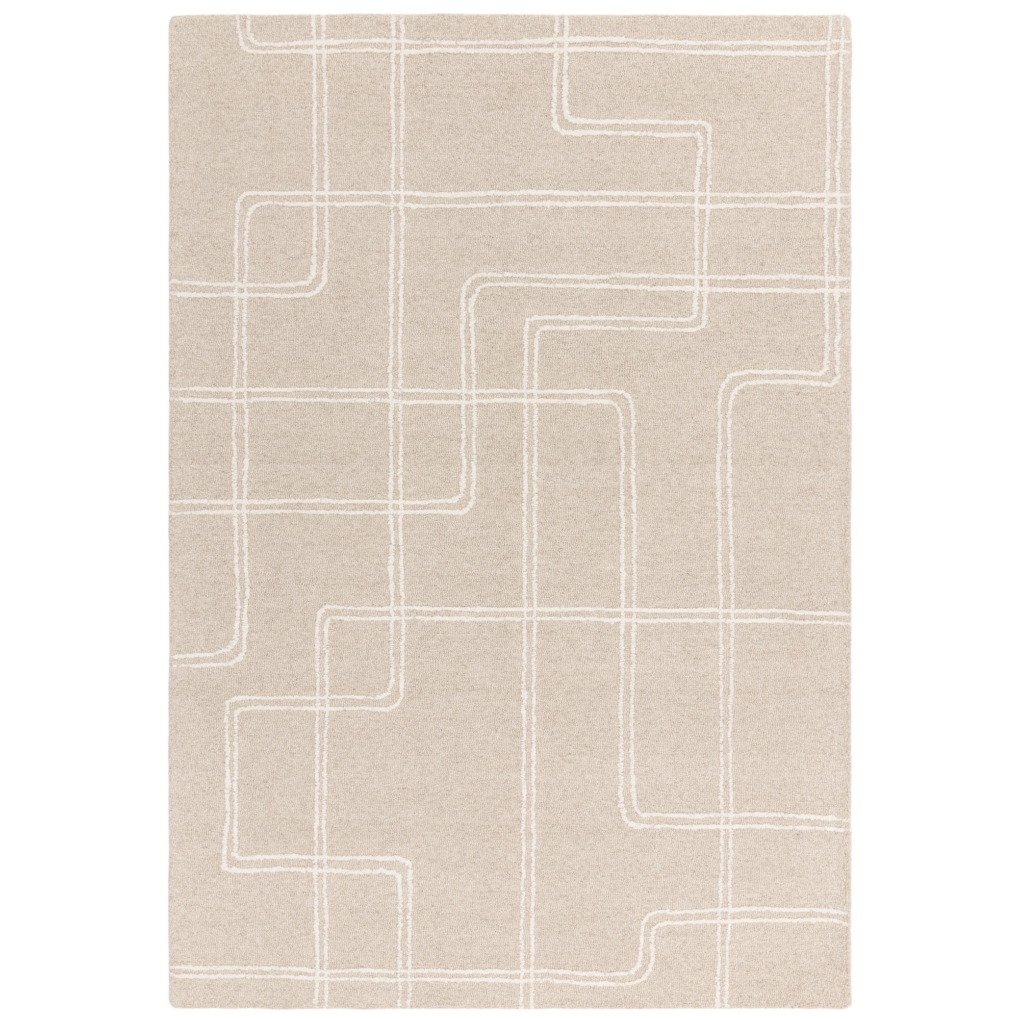 Ada Modern Boho Geometric Wool Rugs In Sand