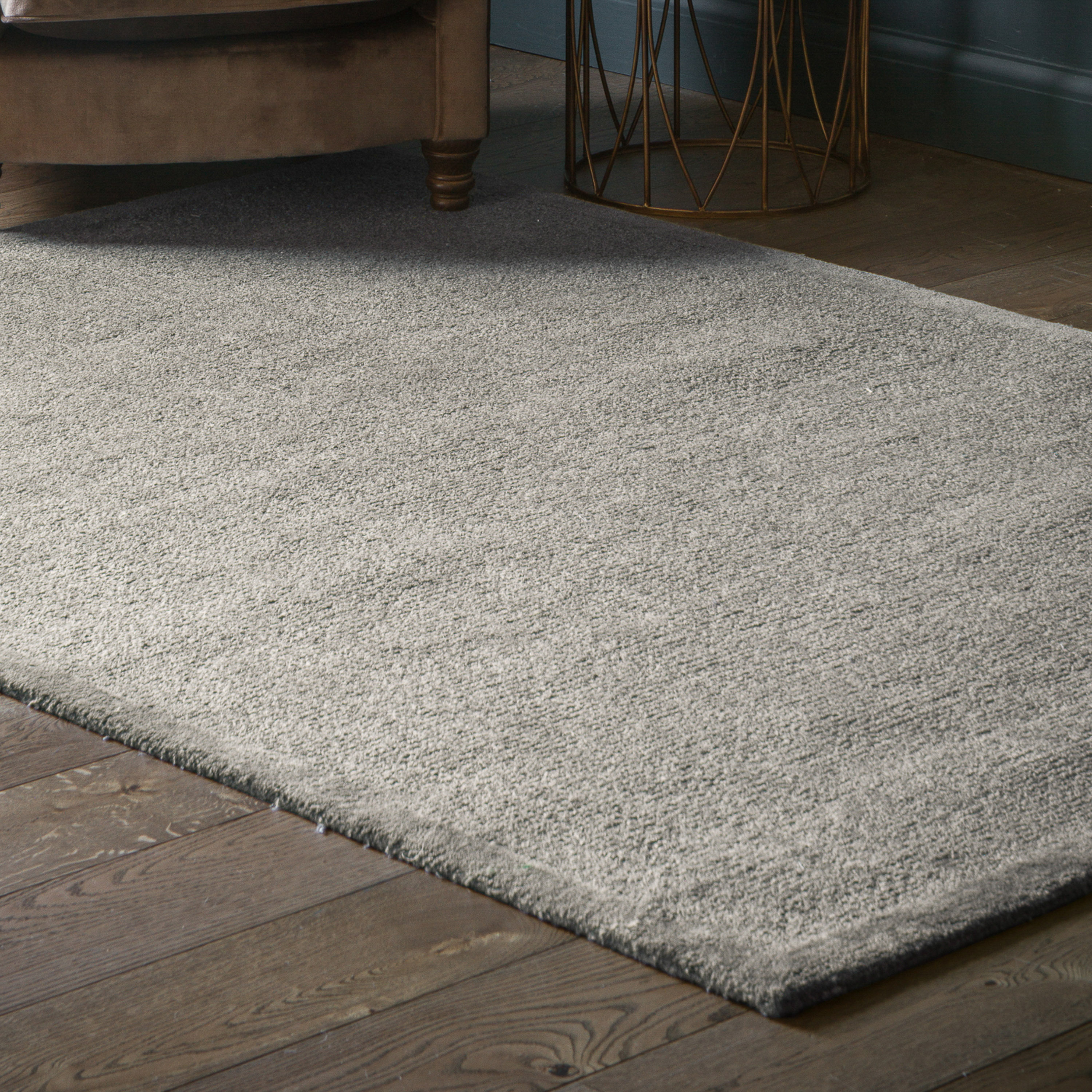 Arita Plain Shaggy Bordered Rugs In Taupe Brown By Luxe Tapi