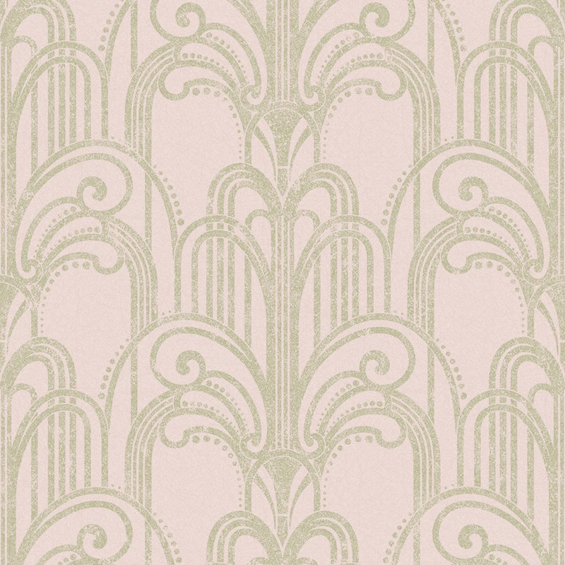 Graham Brown Art Deco Gold and Pearl Wallpaper