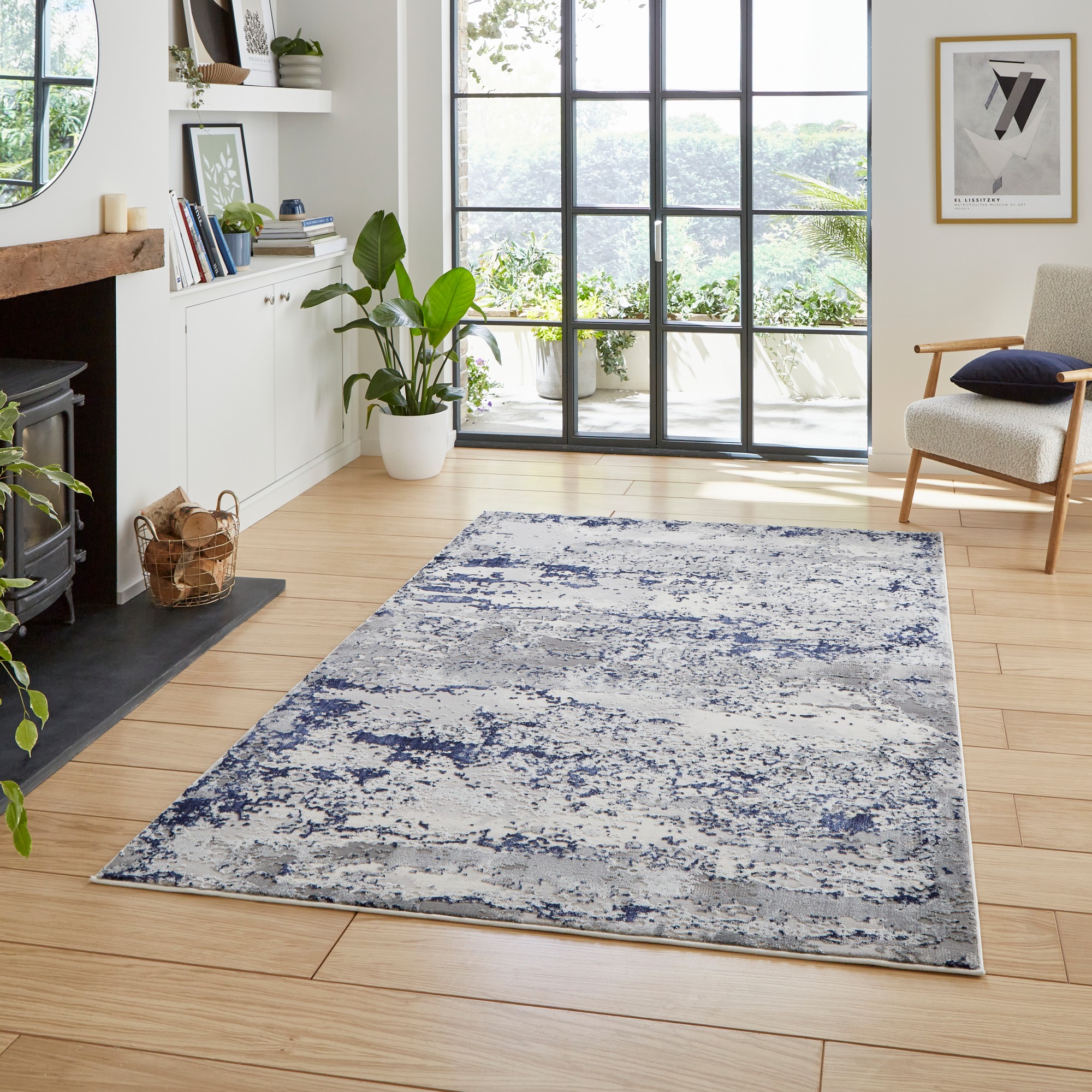 Artemis B9289a Modern Abstract Textured Rugs In Blue