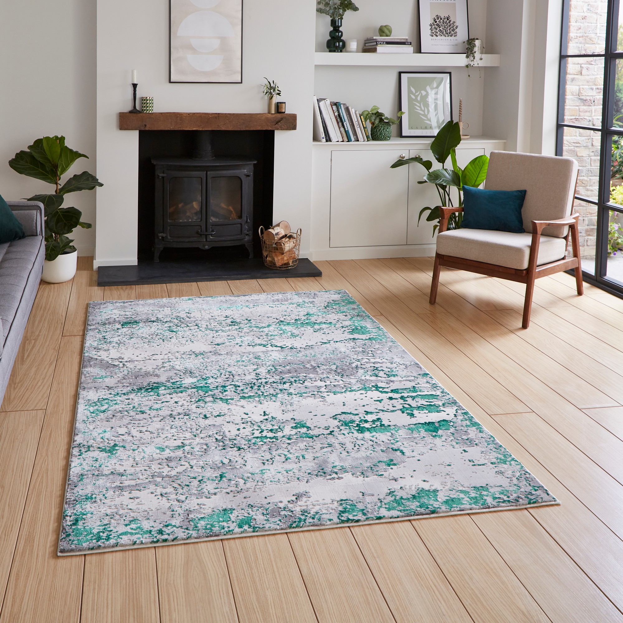 Artemis B9289a Modern Abstract Textured Rugs In Green