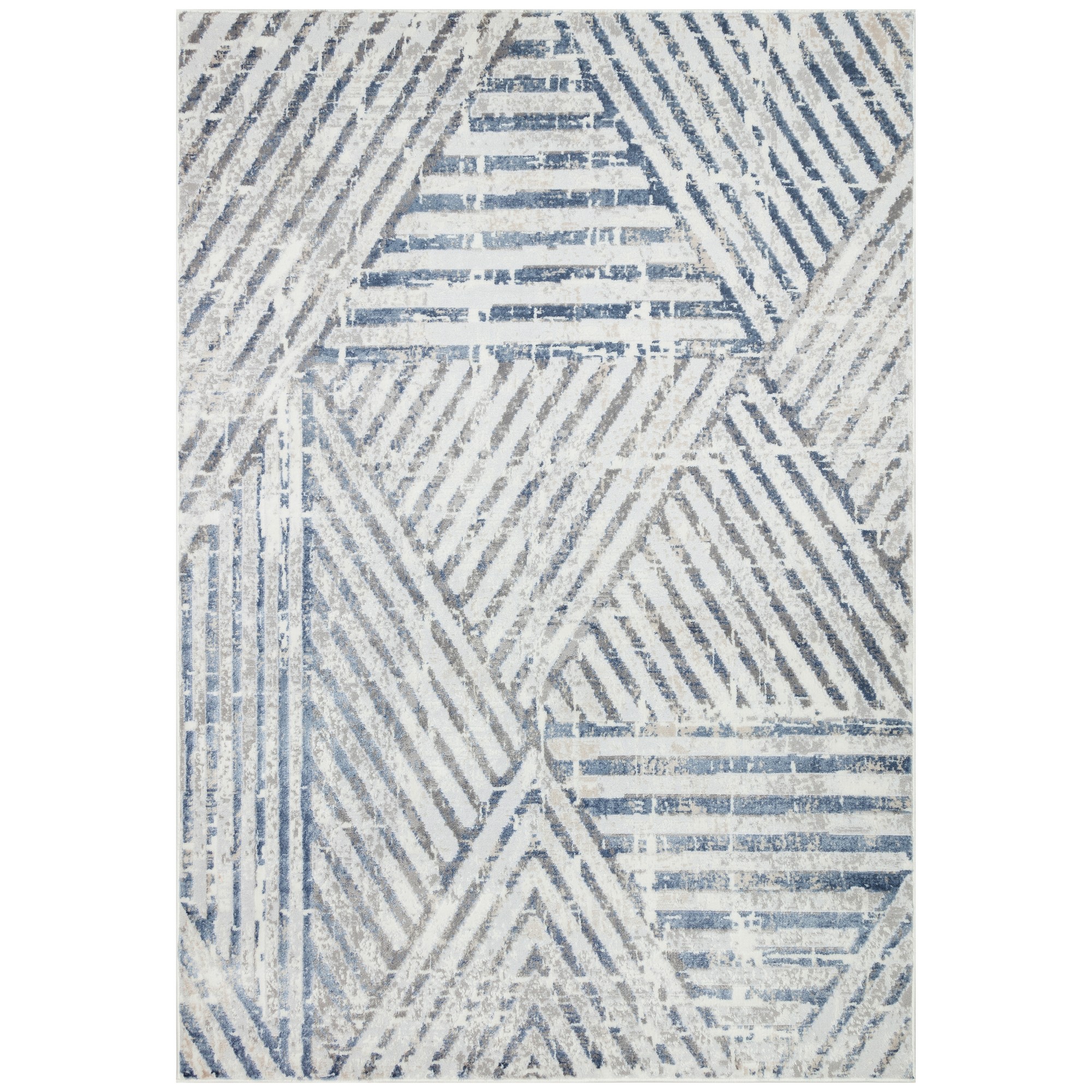 Bazaro Modern Geometric Rugs By Concept Loom Baz10 In Natural Blue