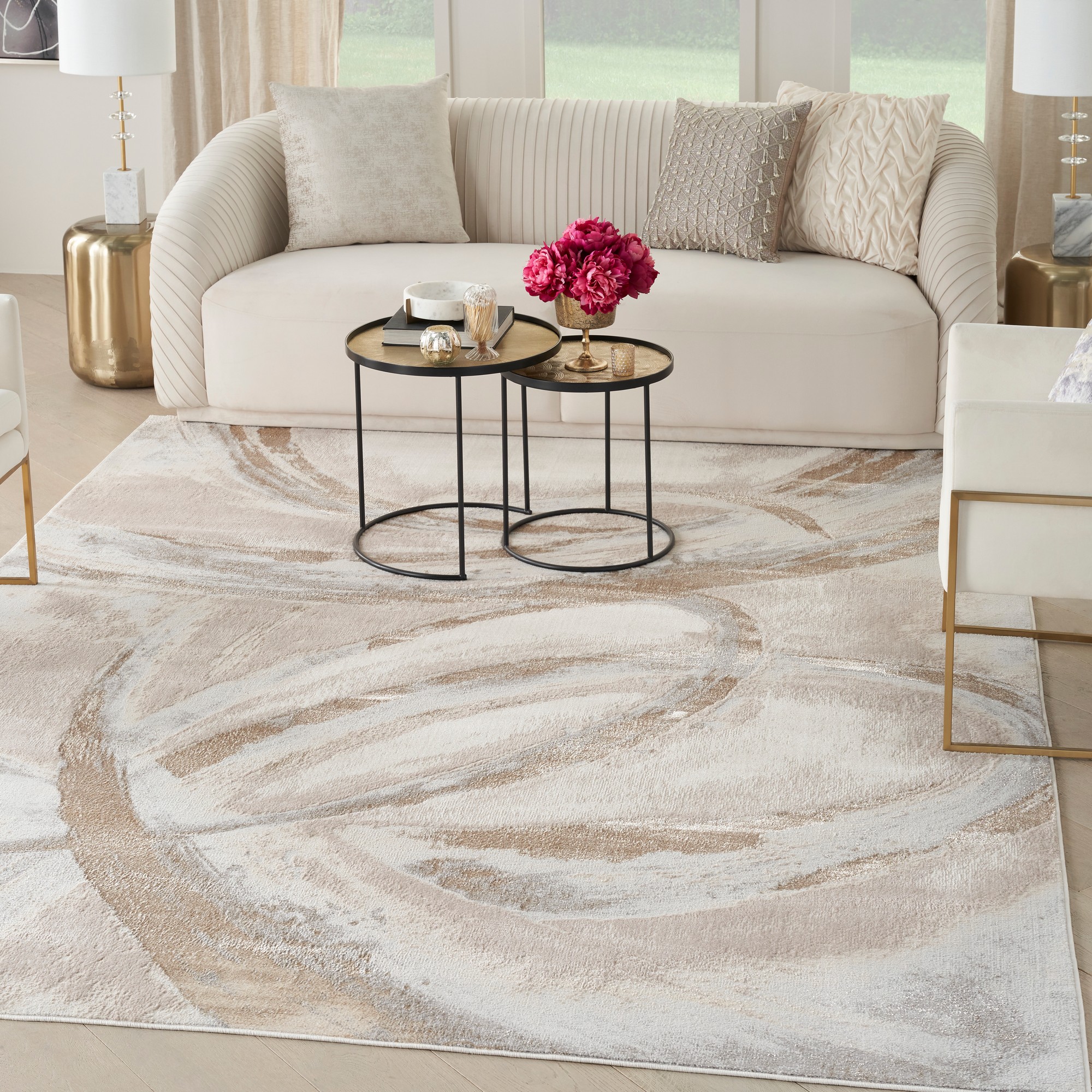 Brushstrokes Bsk01 Abstract Rug By Nourison In Beige Grey