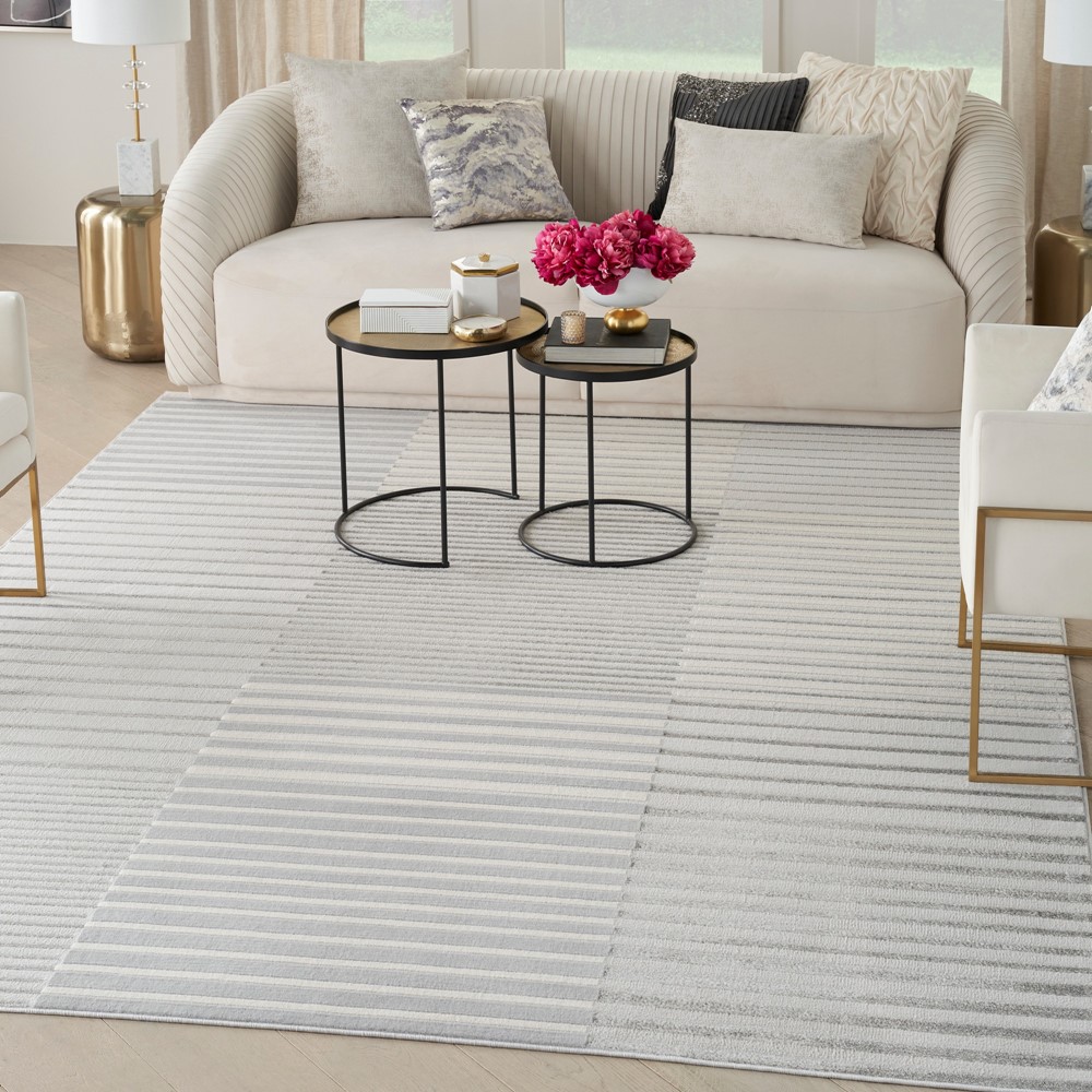 Brushstrokes BSK04 Stripe Rug by Nourison in Silver Grey