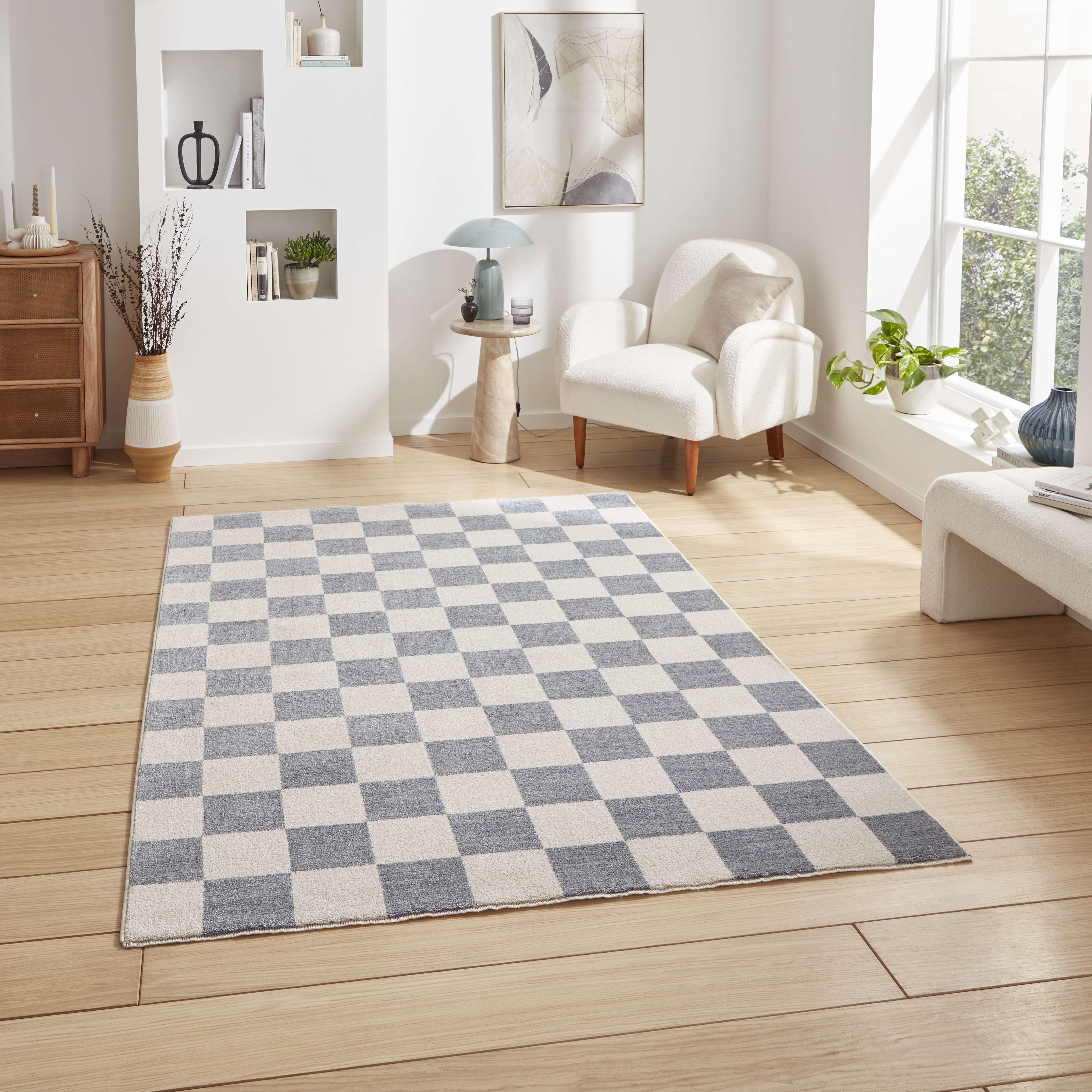 Baltimore 66618 Checkerboard Geometric Modern Rugs In Blue