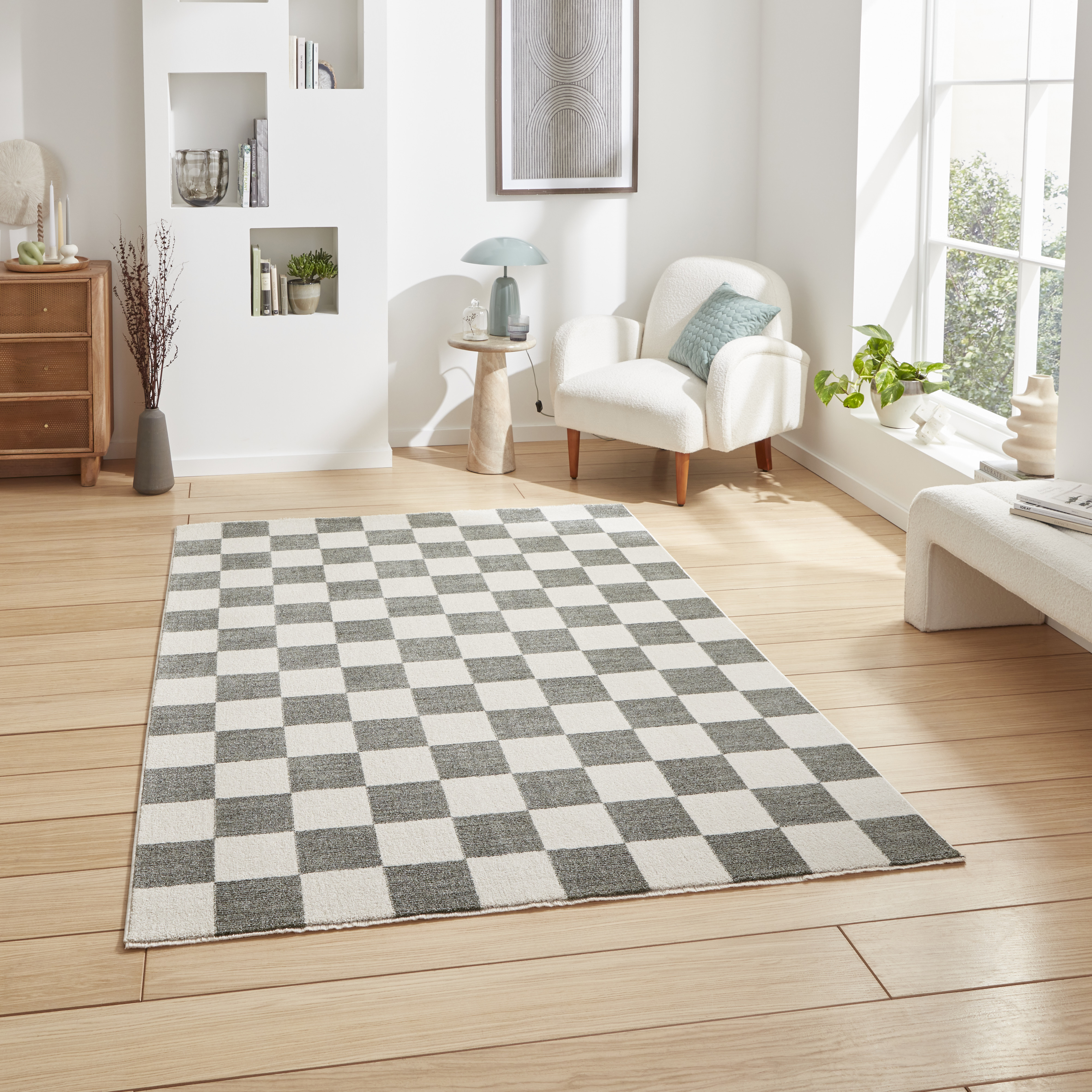 Baltimore 66618 Checkerboard Geometric Modern Rugs In Green