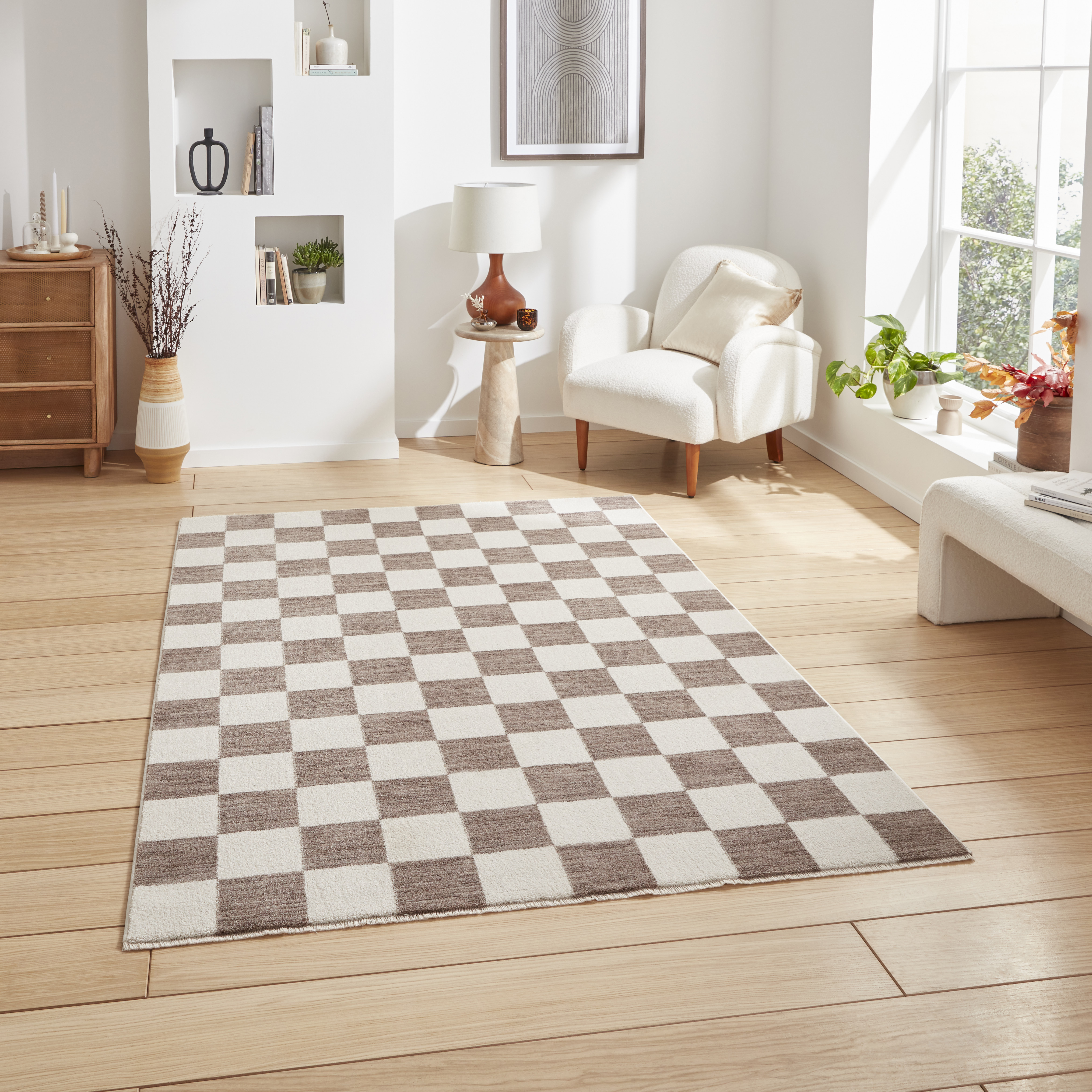 Baltimore 66618 Checkerboard Geometric Modern Rugs In Grey