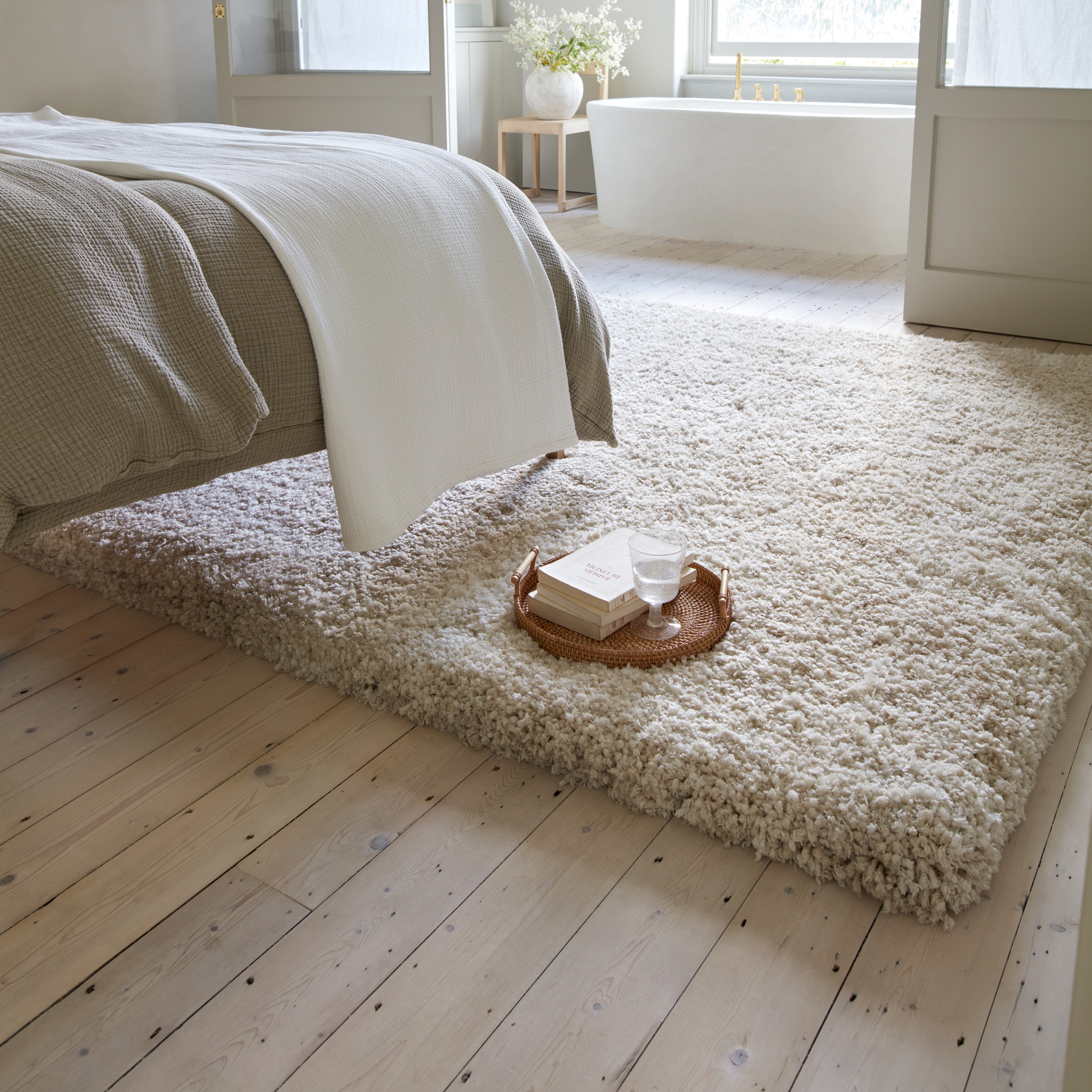 Barnaby Soft Plain Shaggy Rugs In Sand