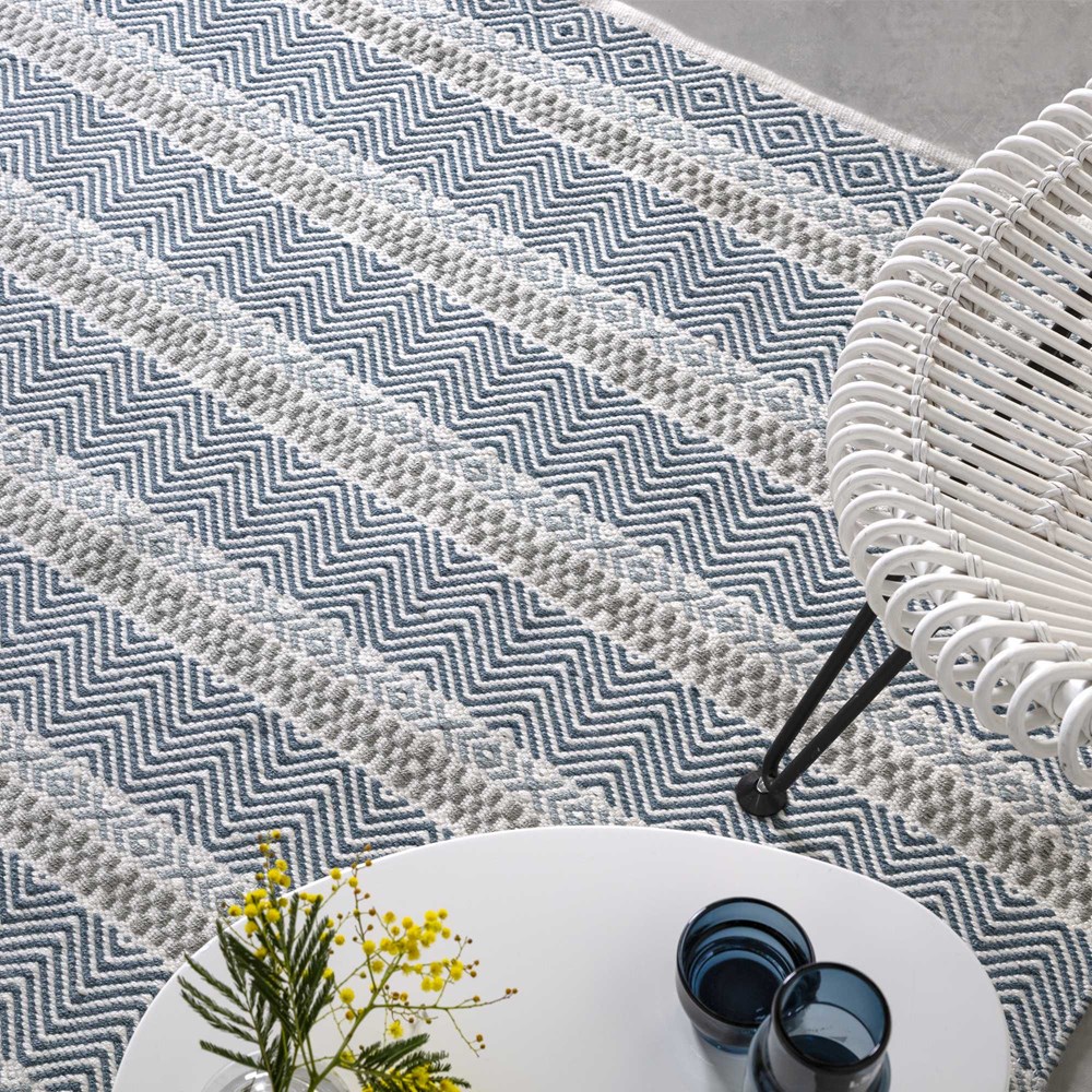 Boardwalk Stripe Outdoor Rugs in Blue Multi